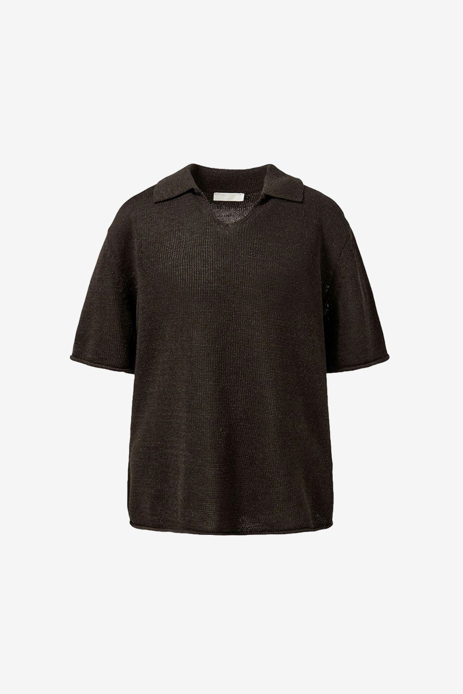 Paper Yarn Collar Knit in Dark Brown - Amomento | Afura Store