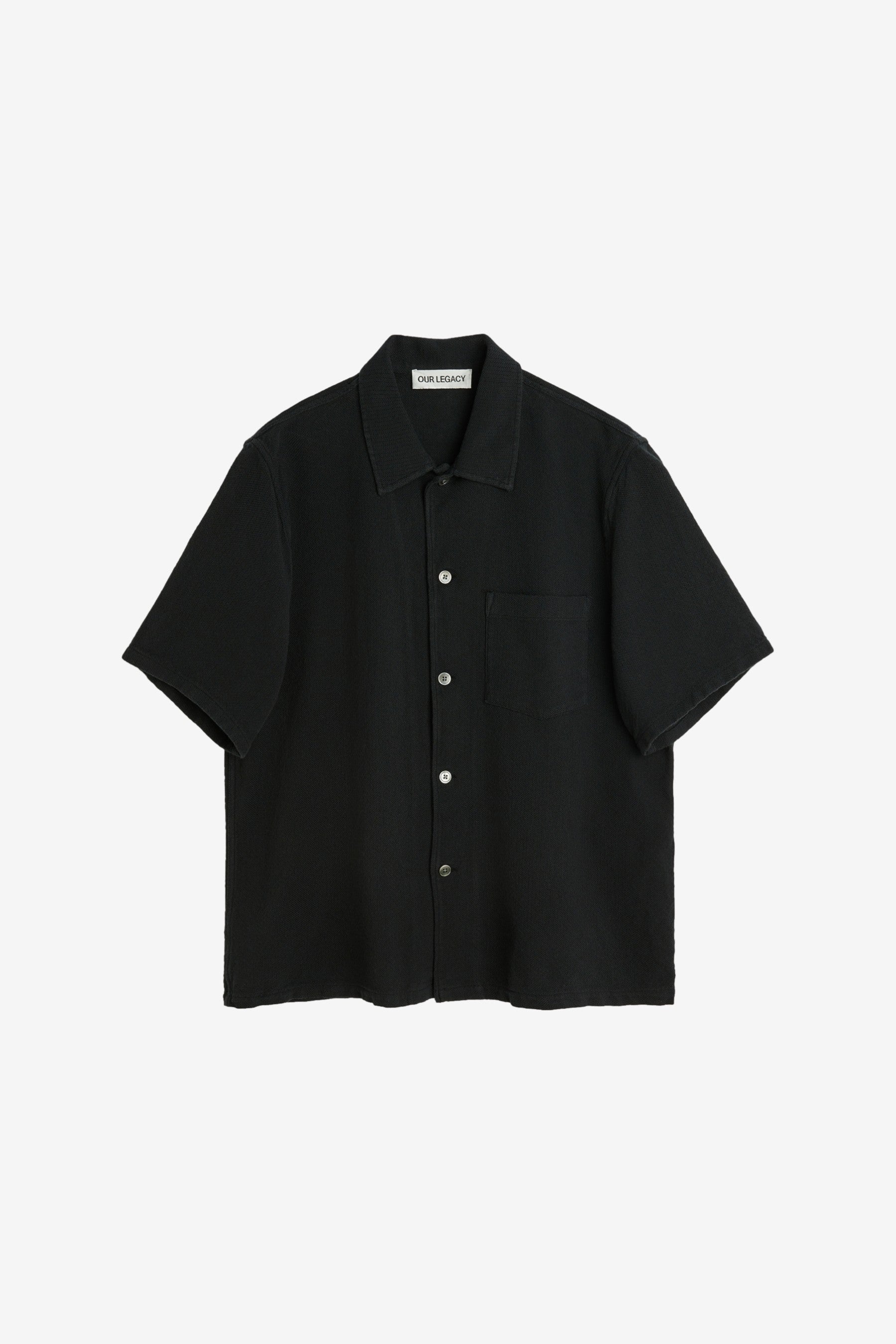 Box Shirt Shortsleeve in Black Crochet Weave - Our Legacy