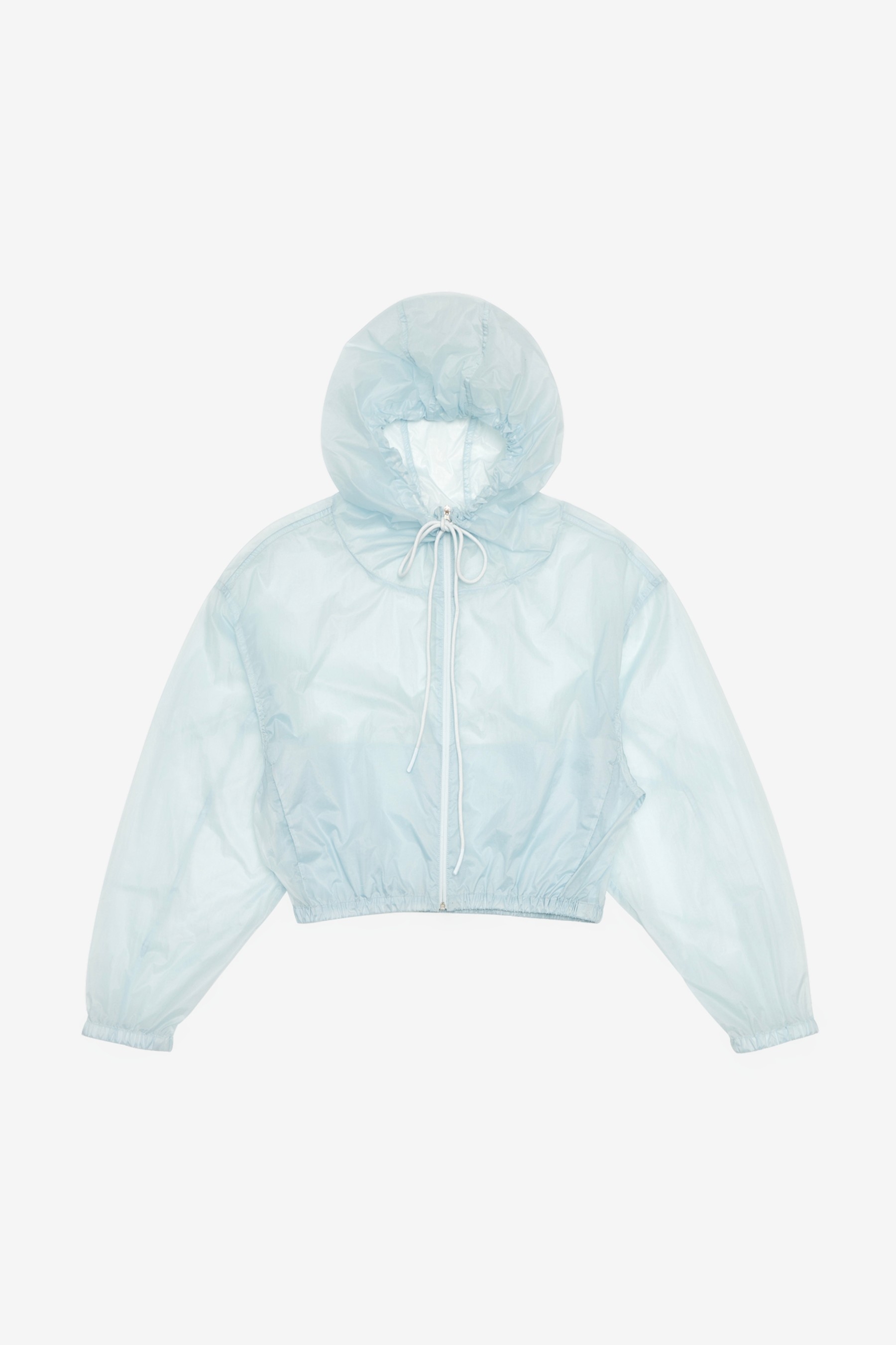 Reversible Shirring Crop Hooded Jumper in Sky Blue - Amomento 