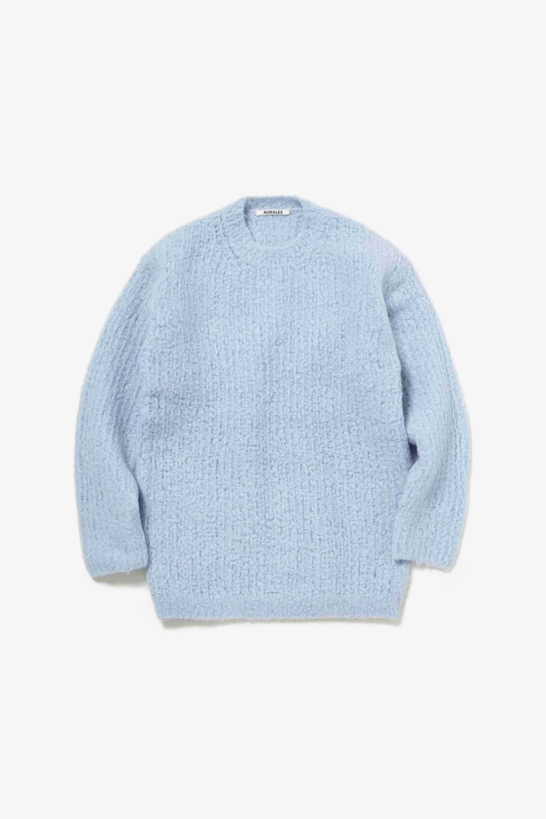 Milled Wool Mole Knit P/O in Light Blue - Auralee | Afura Store