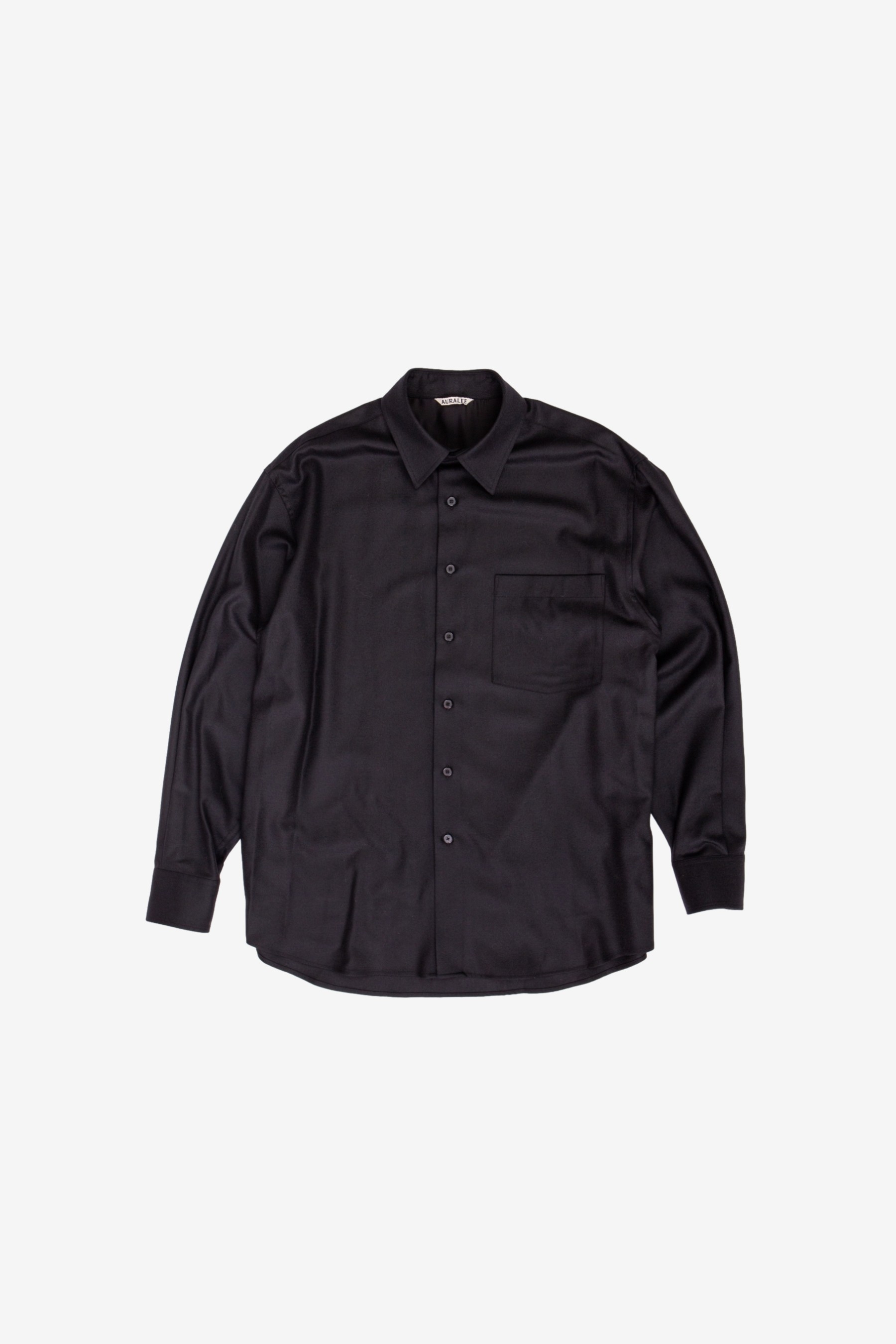 Super Light Wool Shirt in Black - Auralee | Afura Store