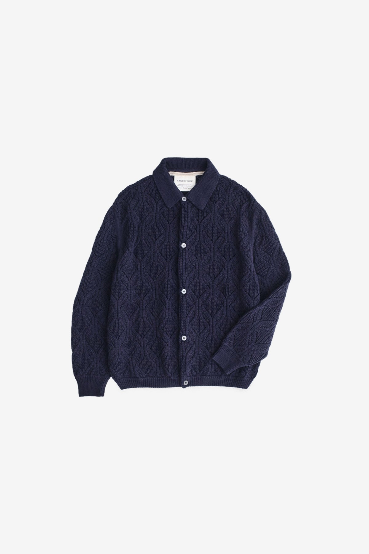 A Kind of Guise Per Knit Polo Jacket in Midnight Navy