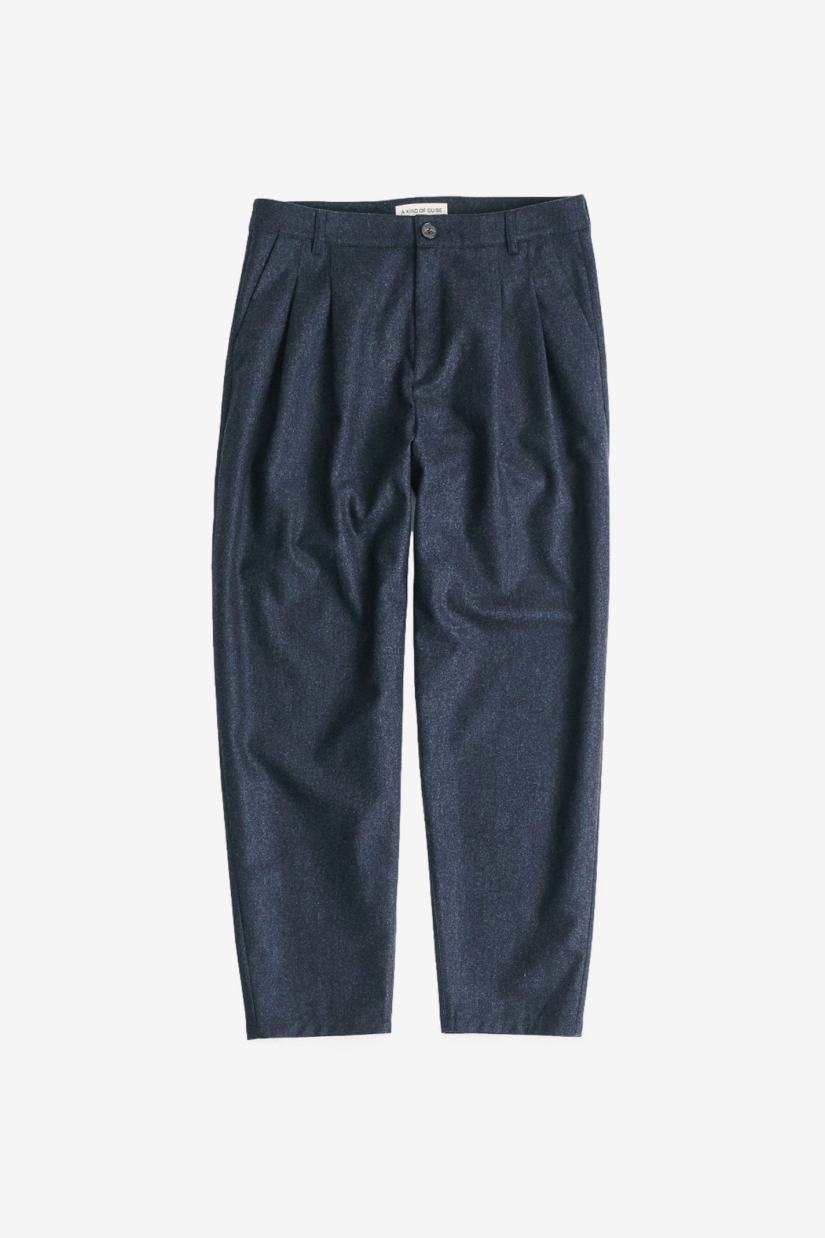 A Kind of Guise Pleated Wide Trousers in Falcon Flannel