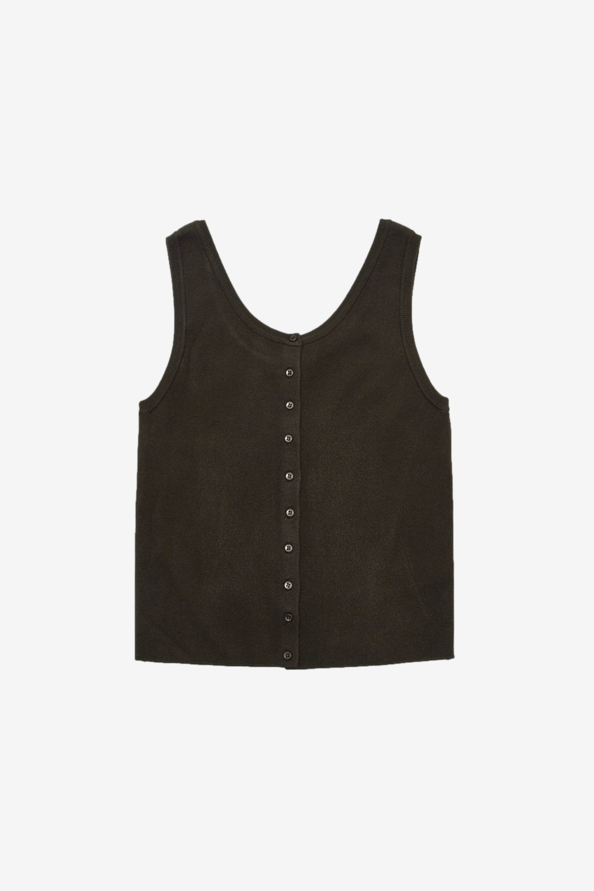 Amomento Button U-neck Vest in Dark Brown