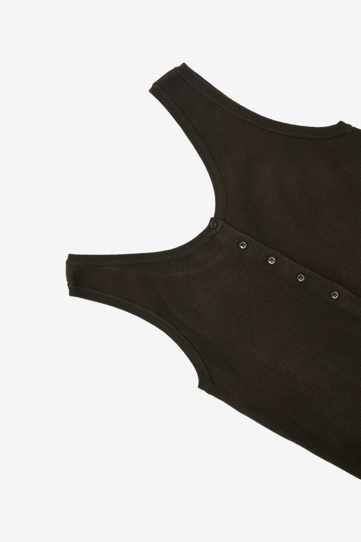 Amomento Button U-neck Vest in Dark Brown