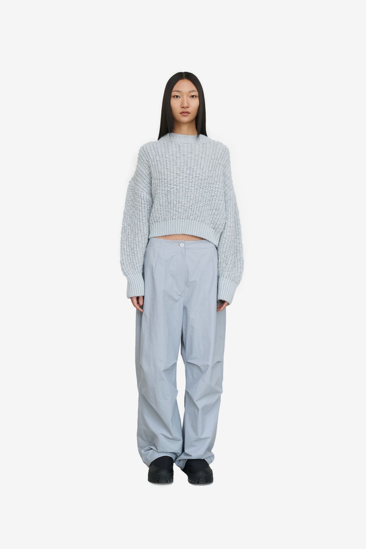 Amomento Cotton Nylon Fatigue Pants in Blue Grey