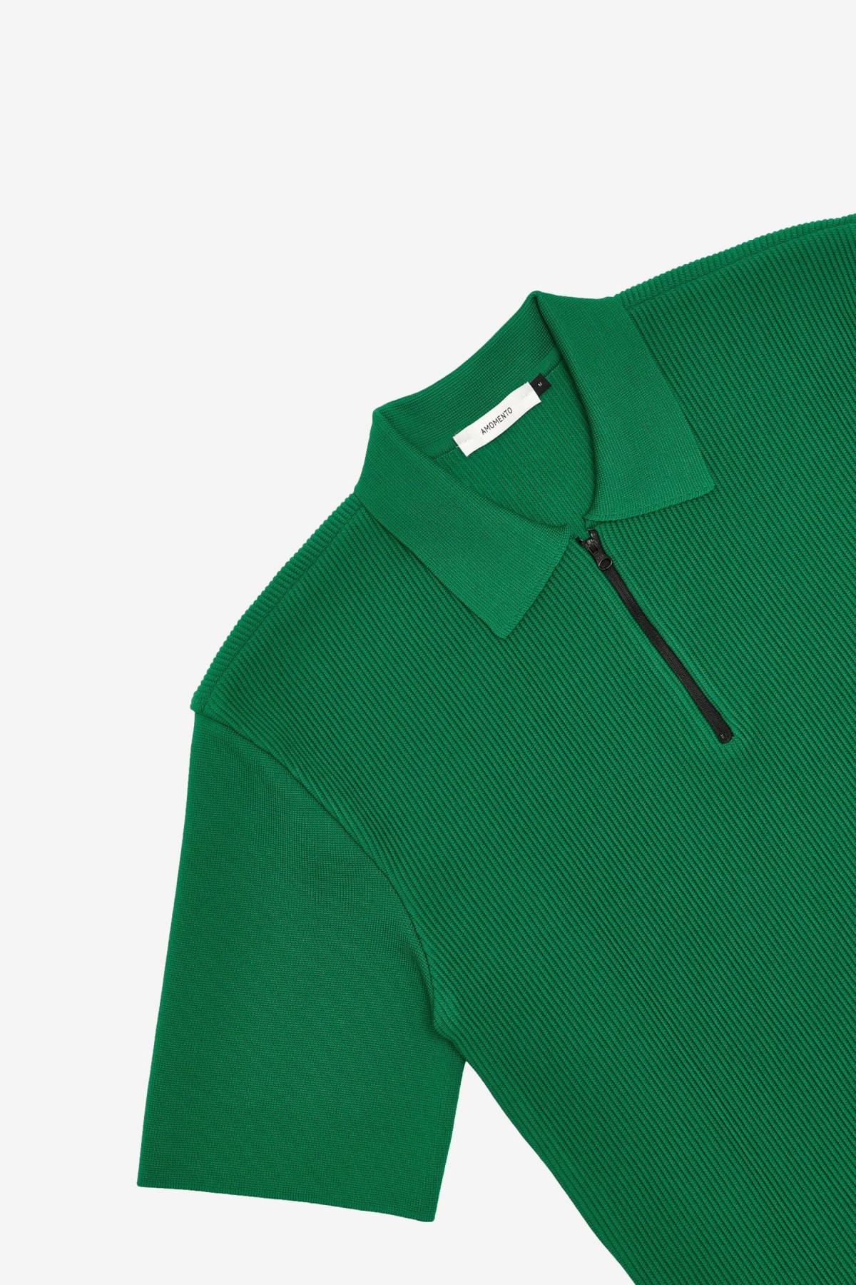 Amomento Half Zip-Up Collar Knit in Green