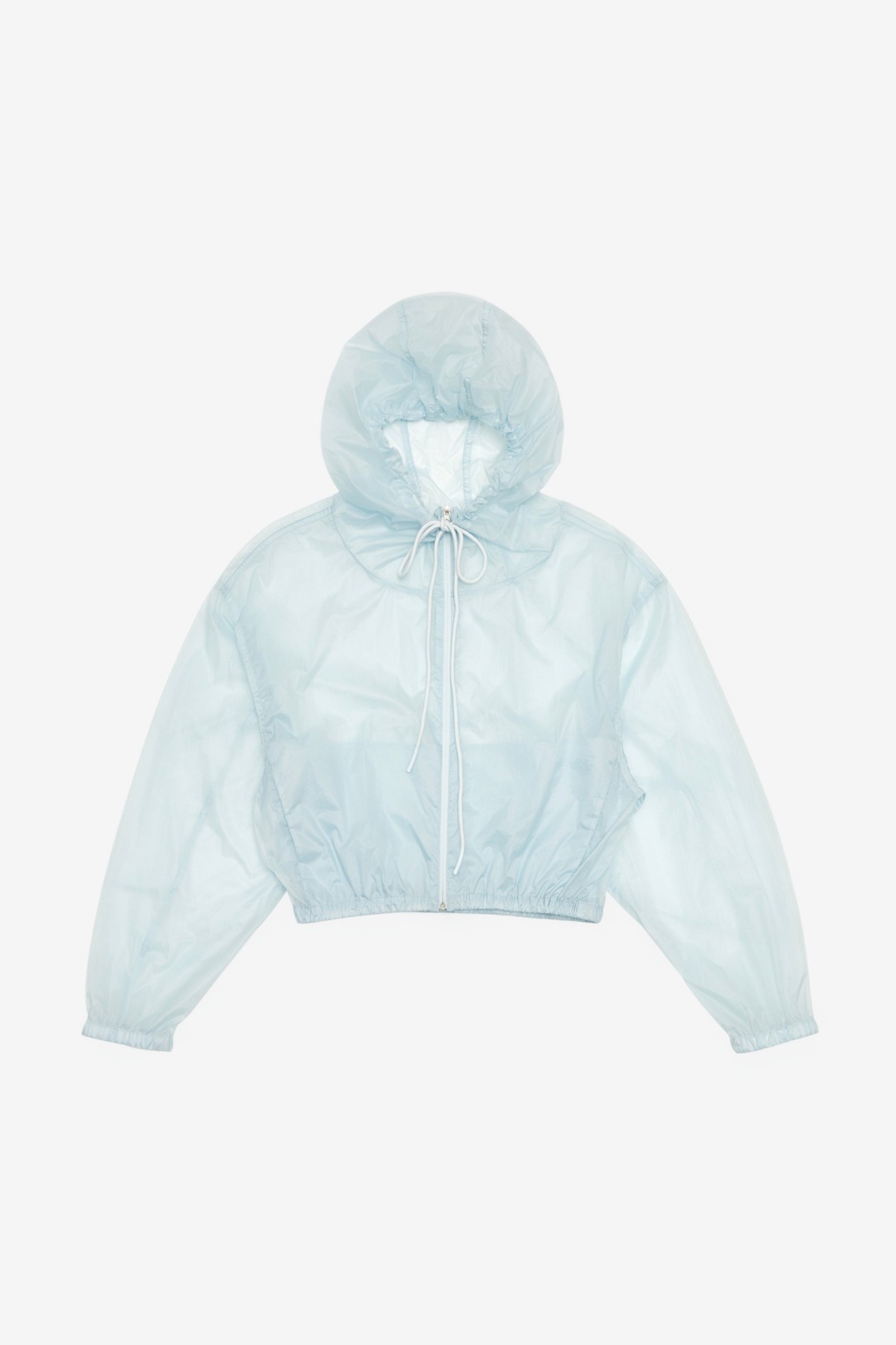 Amomento Reversible Shirring Crop Hooded Jumper in Sky Blue