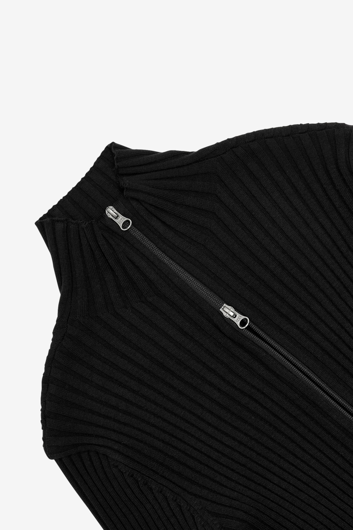 Amomento Ribbed High Neck Cardigan in Black