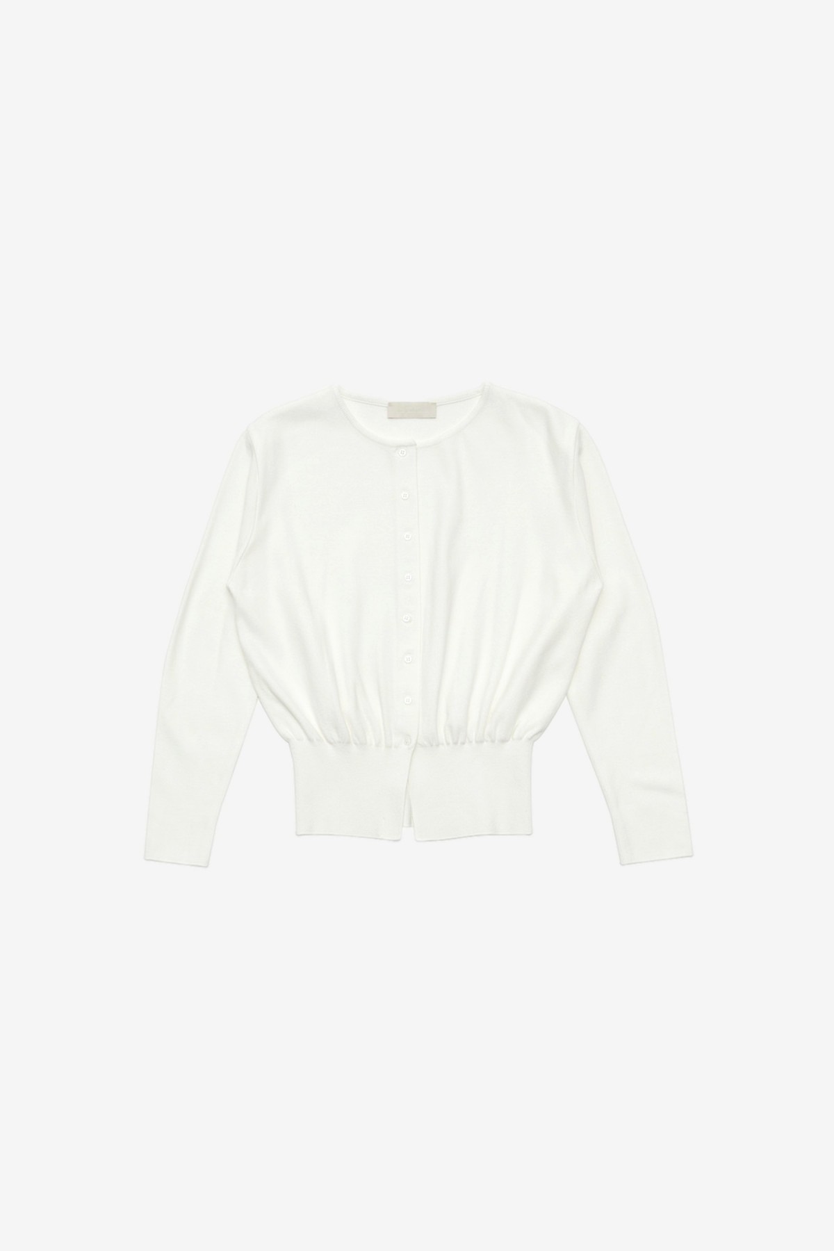 Amomento Round Sleeve Shirred Cardigan in Ivory