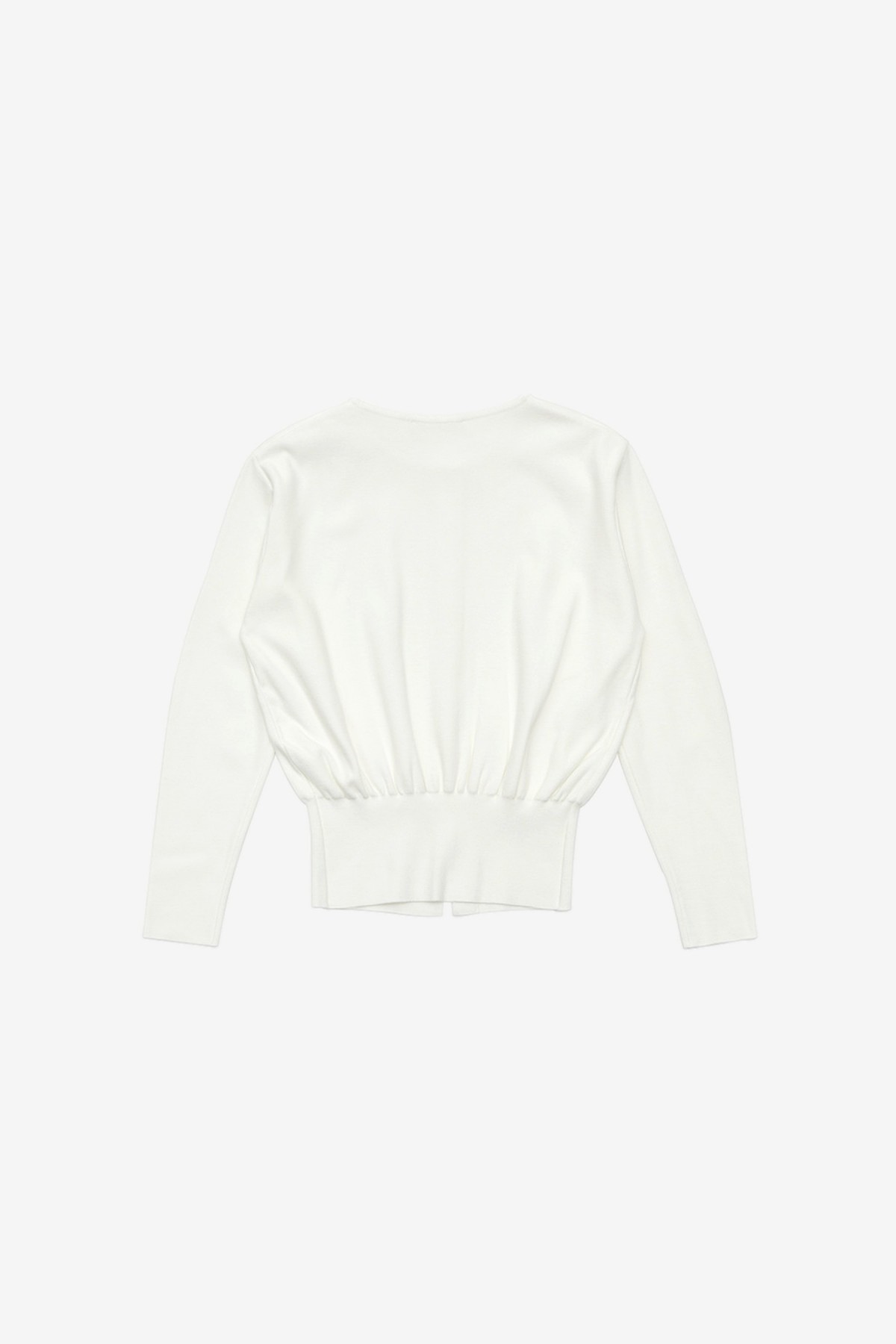 Amomento Round Sleeve Shirred Cardigan in Ivory