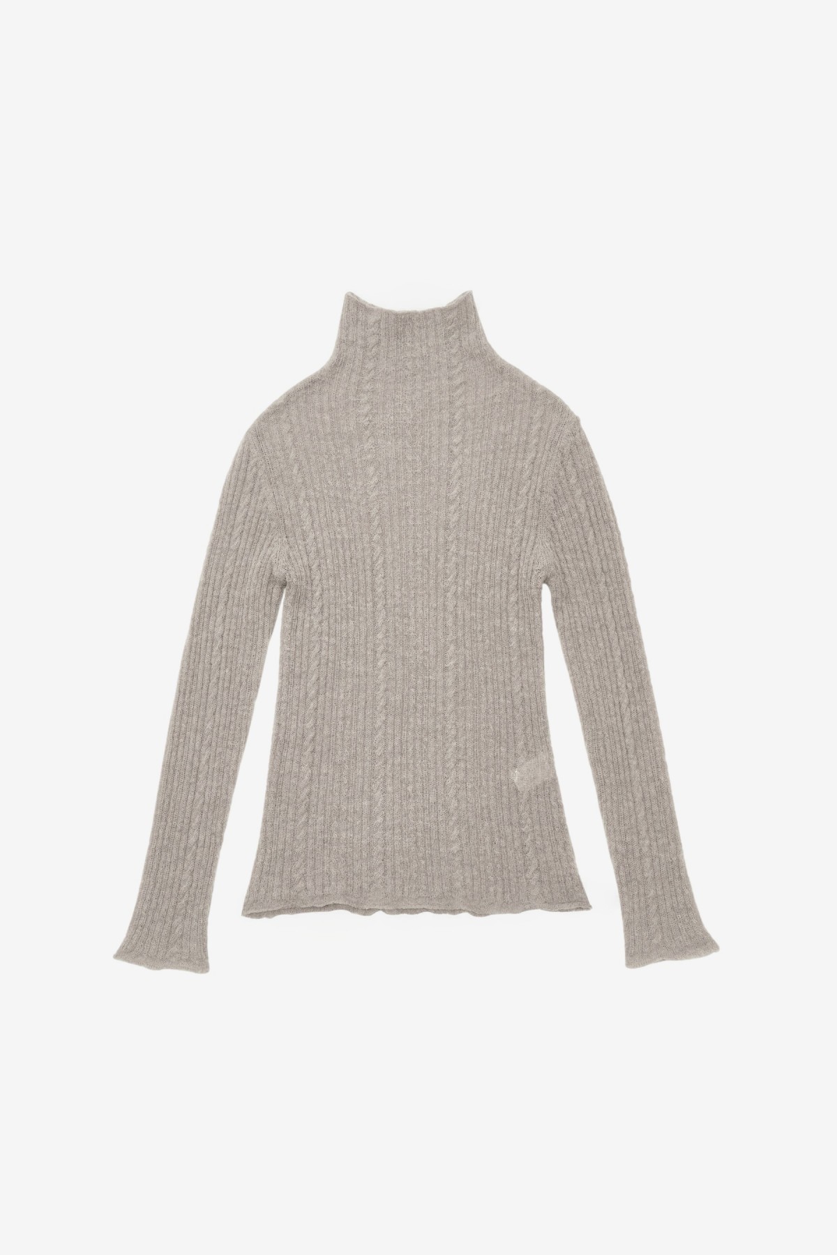Sheer Turtle Neck Pullover in Charcoal Amomento Afura Store