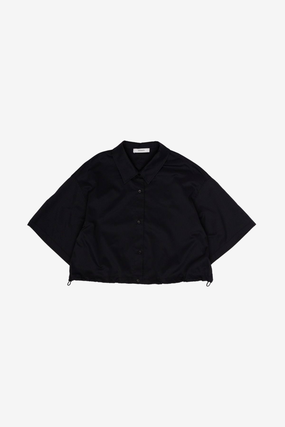 Amomento Stripe Crop Shirts in Black