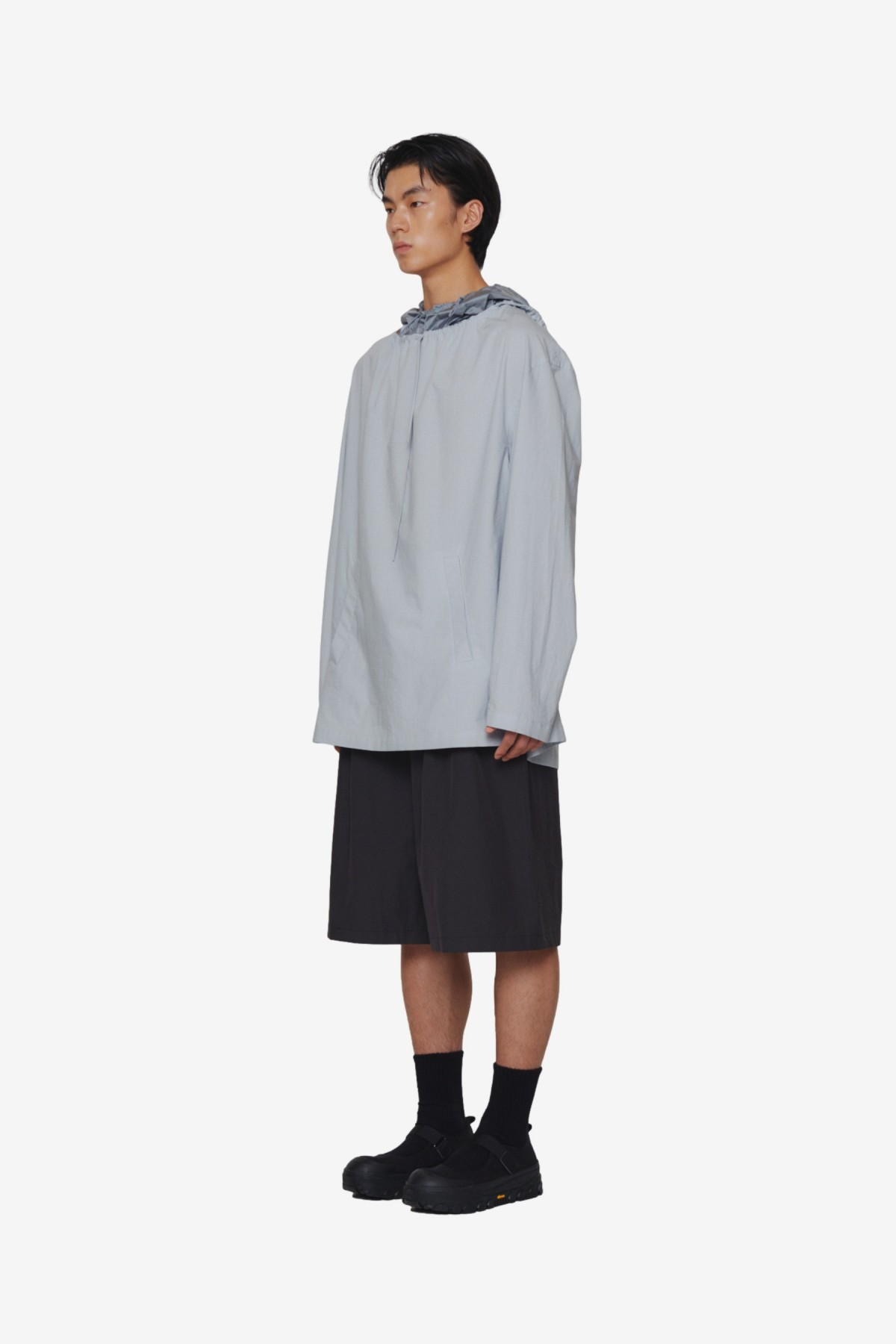 Amomento Two Tuck Wide Shorts in Charcoal