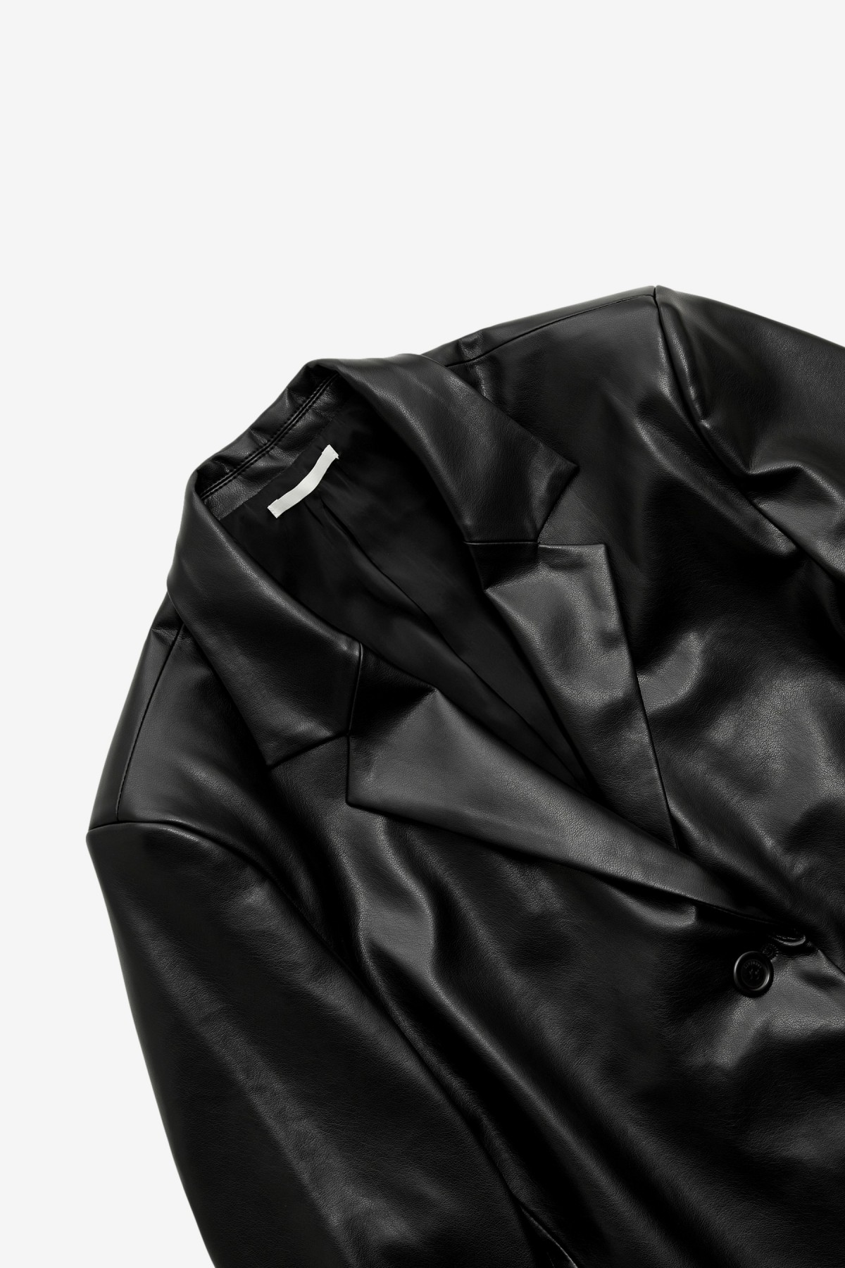 Amomento Vegan Leather Long Jacket in Black