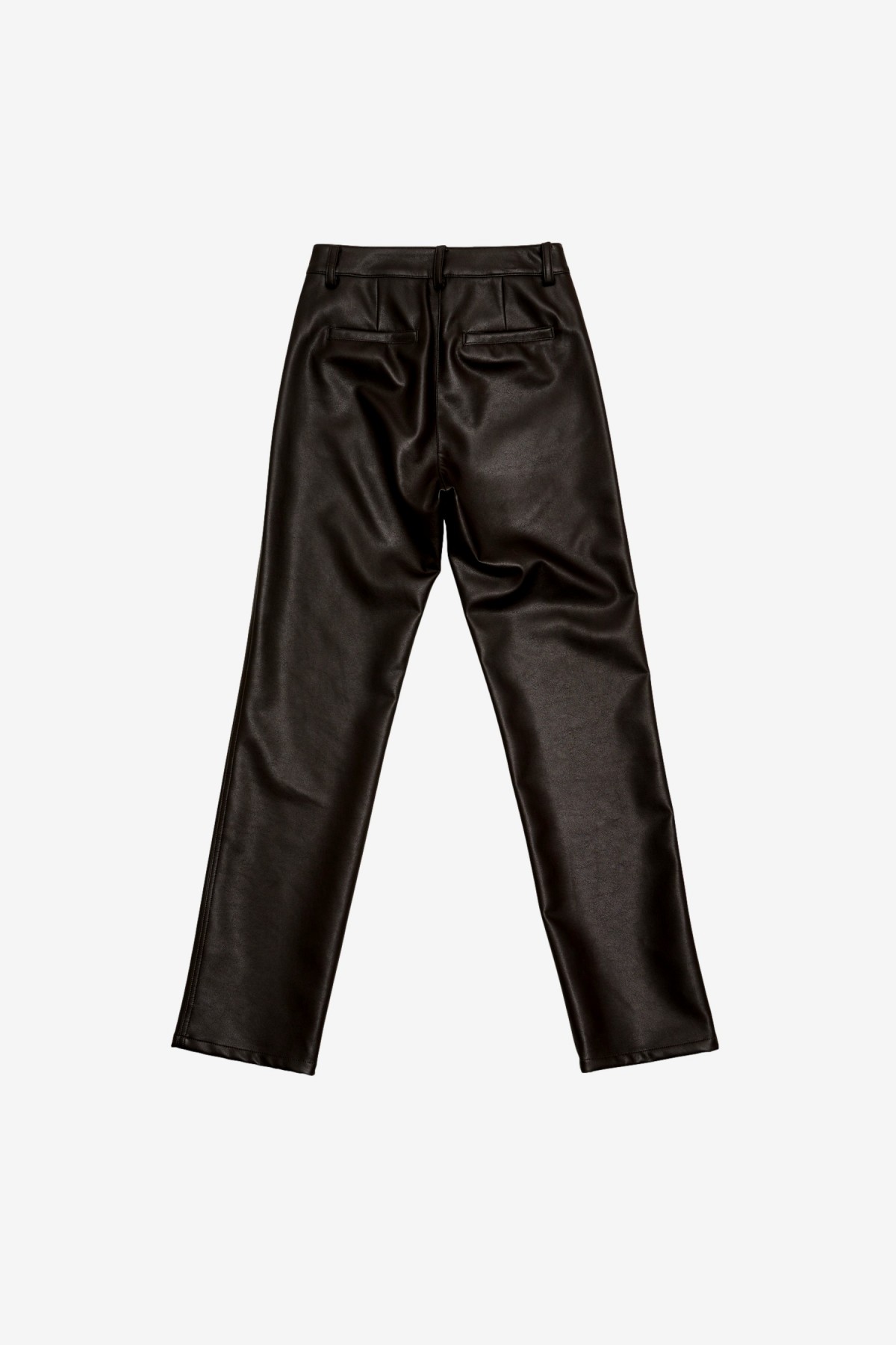Amomento Vegan Leather Straight Pants in Brown