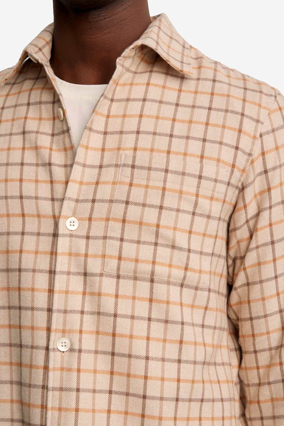 Another Aspect Another Shirt 4.0 in Light Beige Stripe