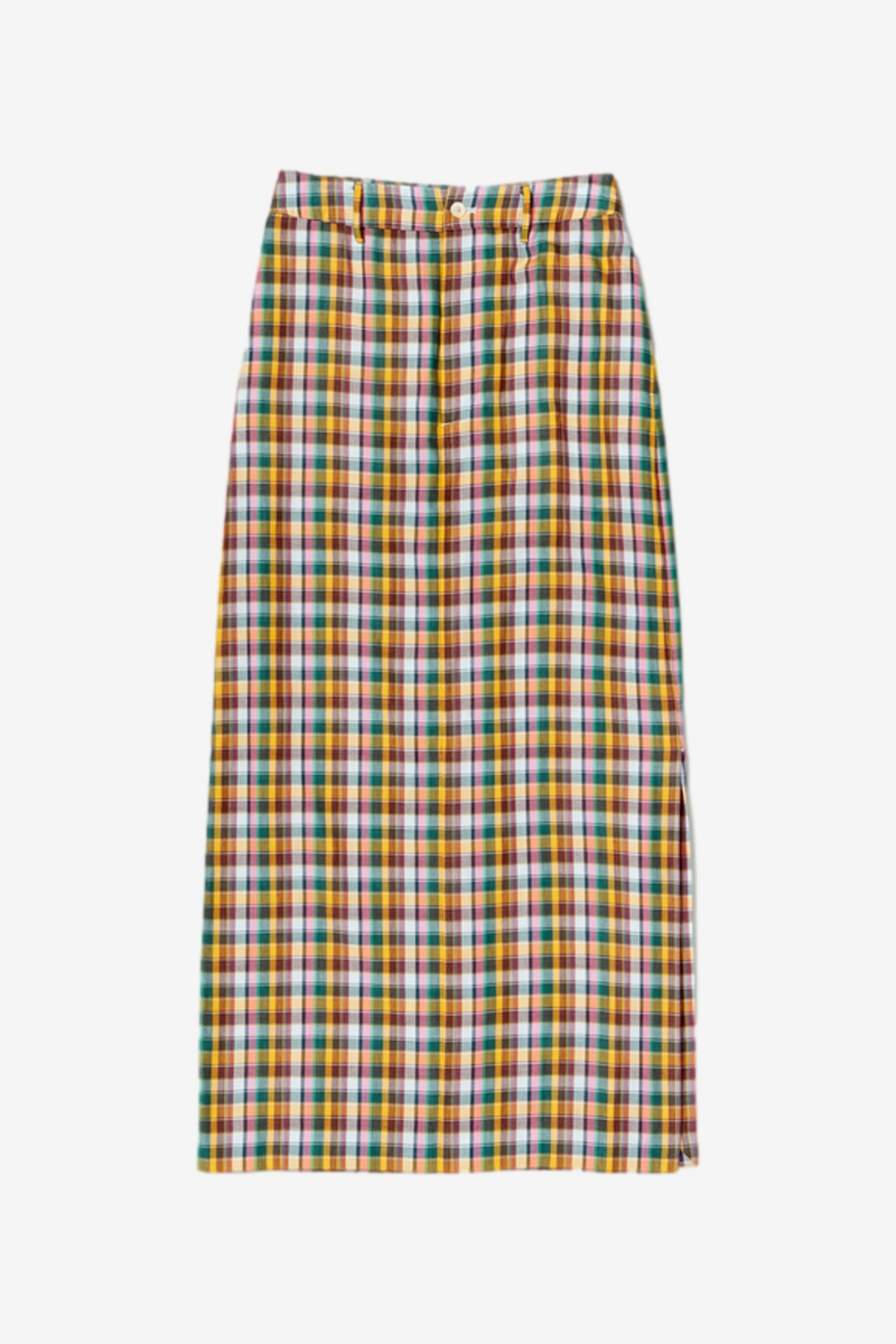 Auralee Giza Light Weight Double-Cloth Skirt in Mix Madras Check