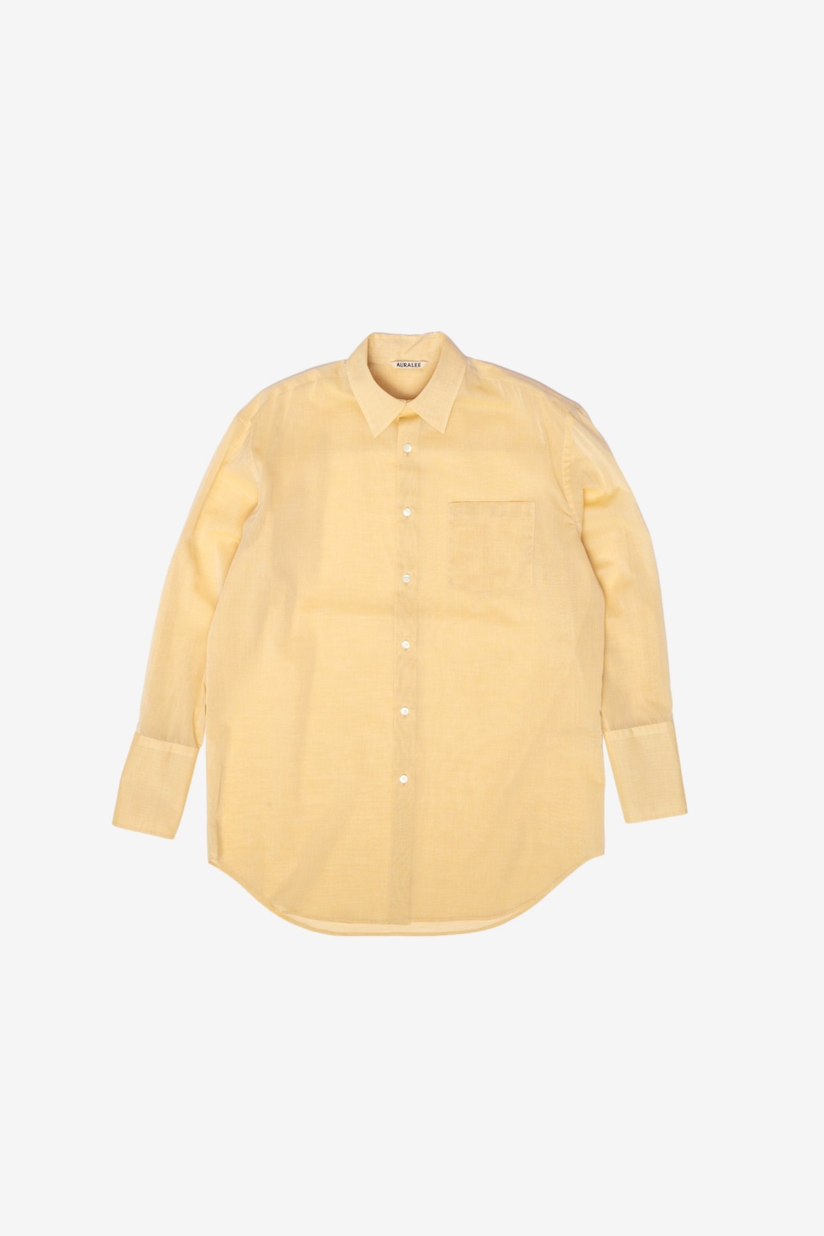 Auralee Hard Twist Finx Organdy Shirt in Light Yellow Chambray