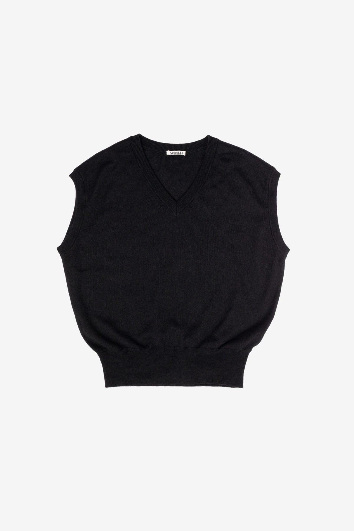 Super Fine Cashmere Silk Knit Vest in Black - Auralee | Afura Store