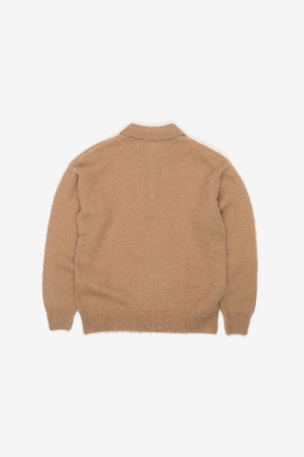 Auralee Brushed Super Kid Mohair Knit Polo in Beige