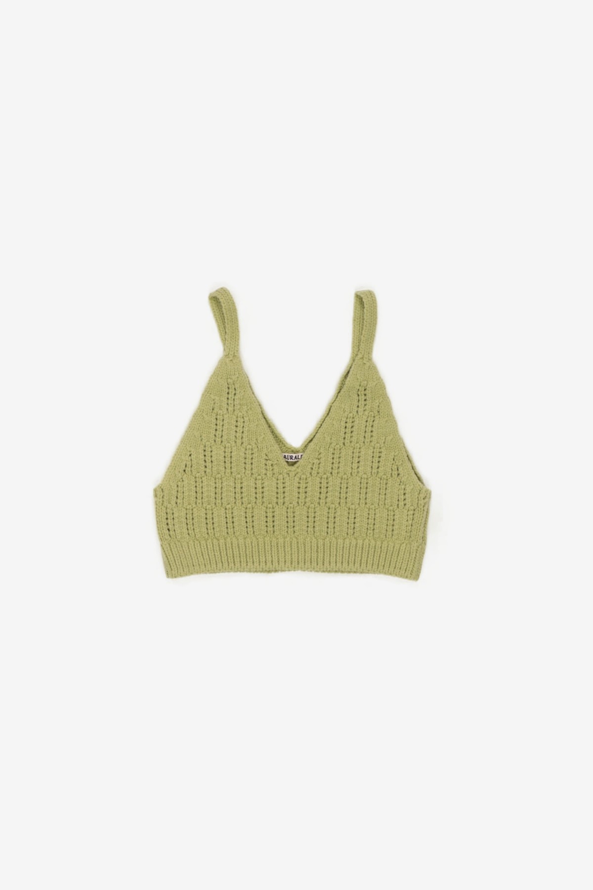 Auralee Wool Cord Rib Knit Camisole in Light Green