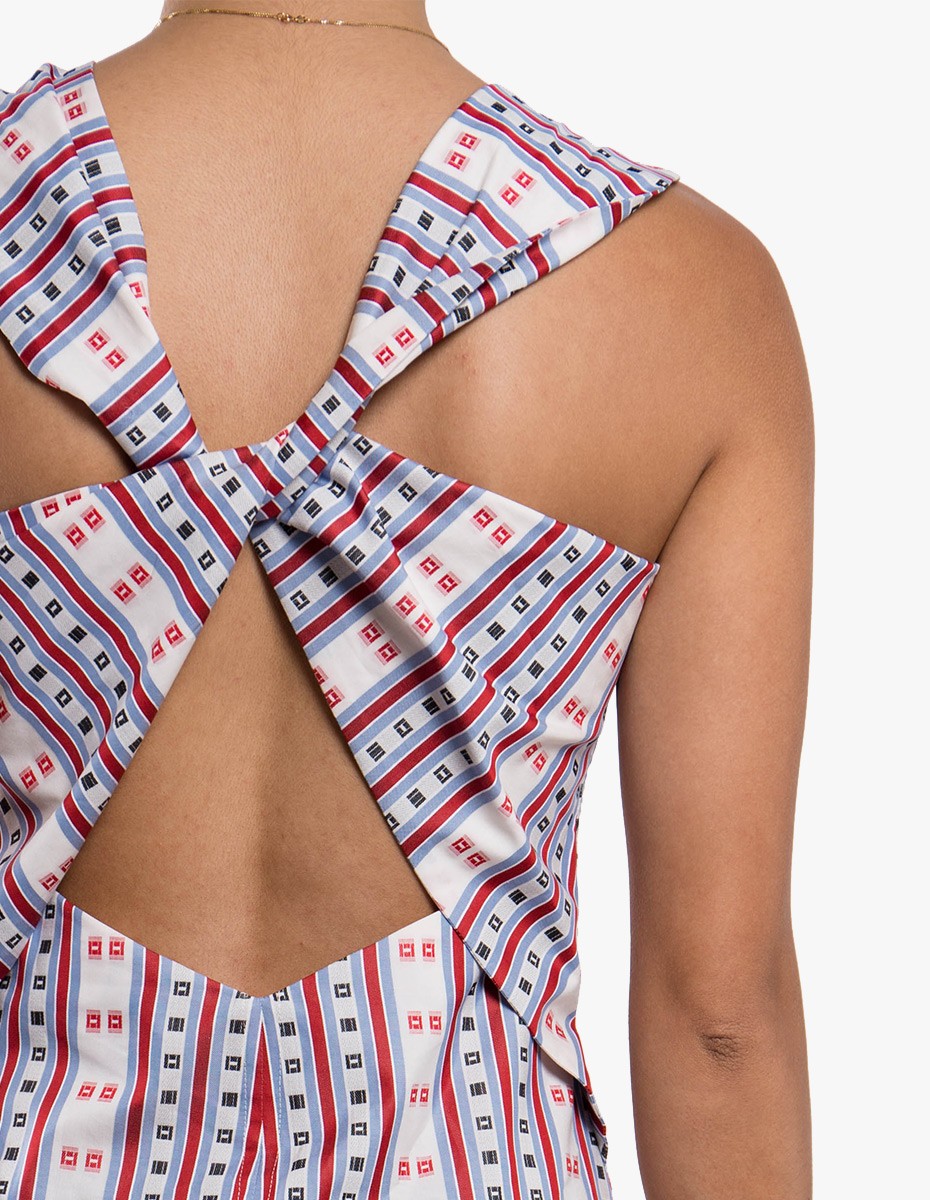 Carven Twist Open-Back Dress in Multicolor