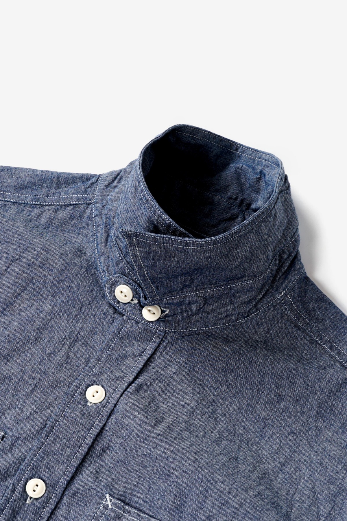 Engineered Garments Workaday Utility Shirt in Indigo Cotton Raw Chambray