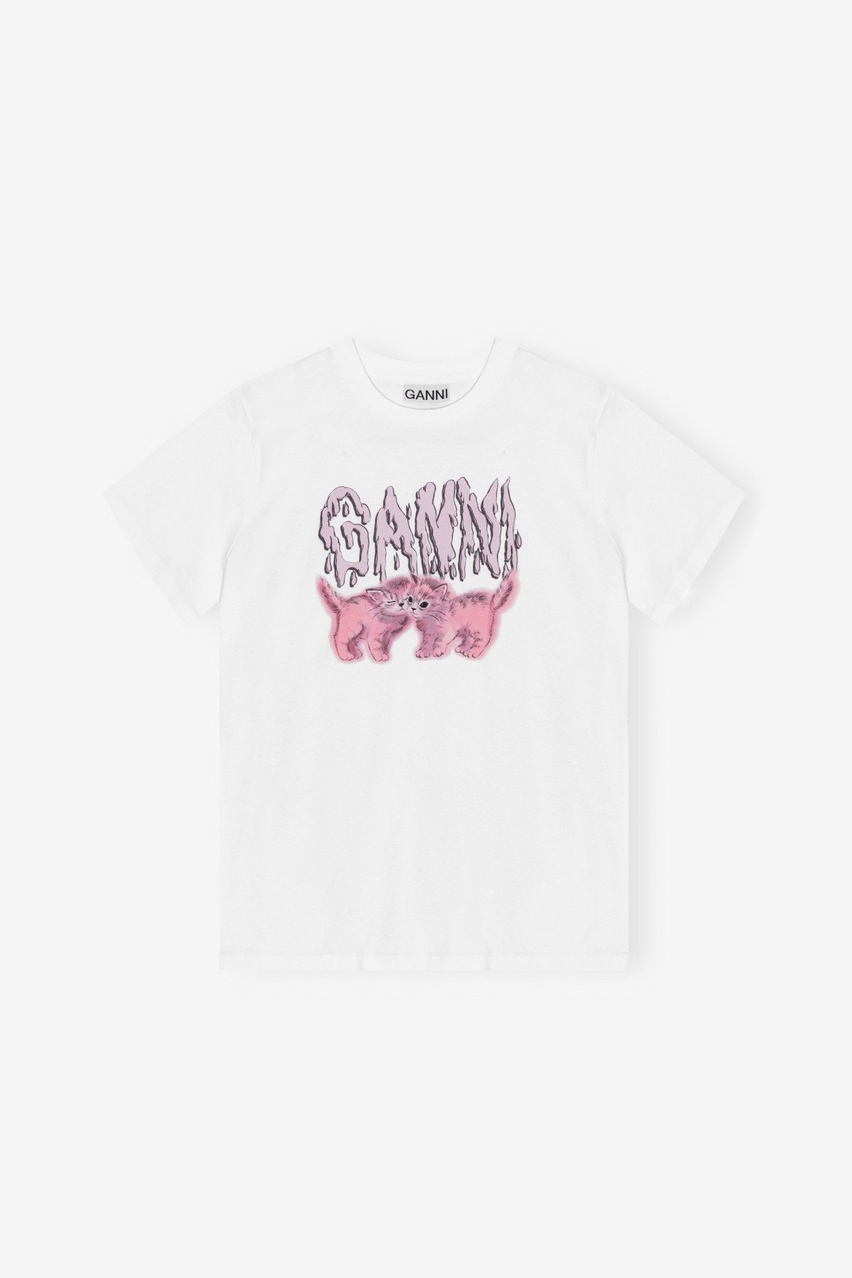 Ganni Basic Jersey Cats Relaxed T-shirt in Bright White