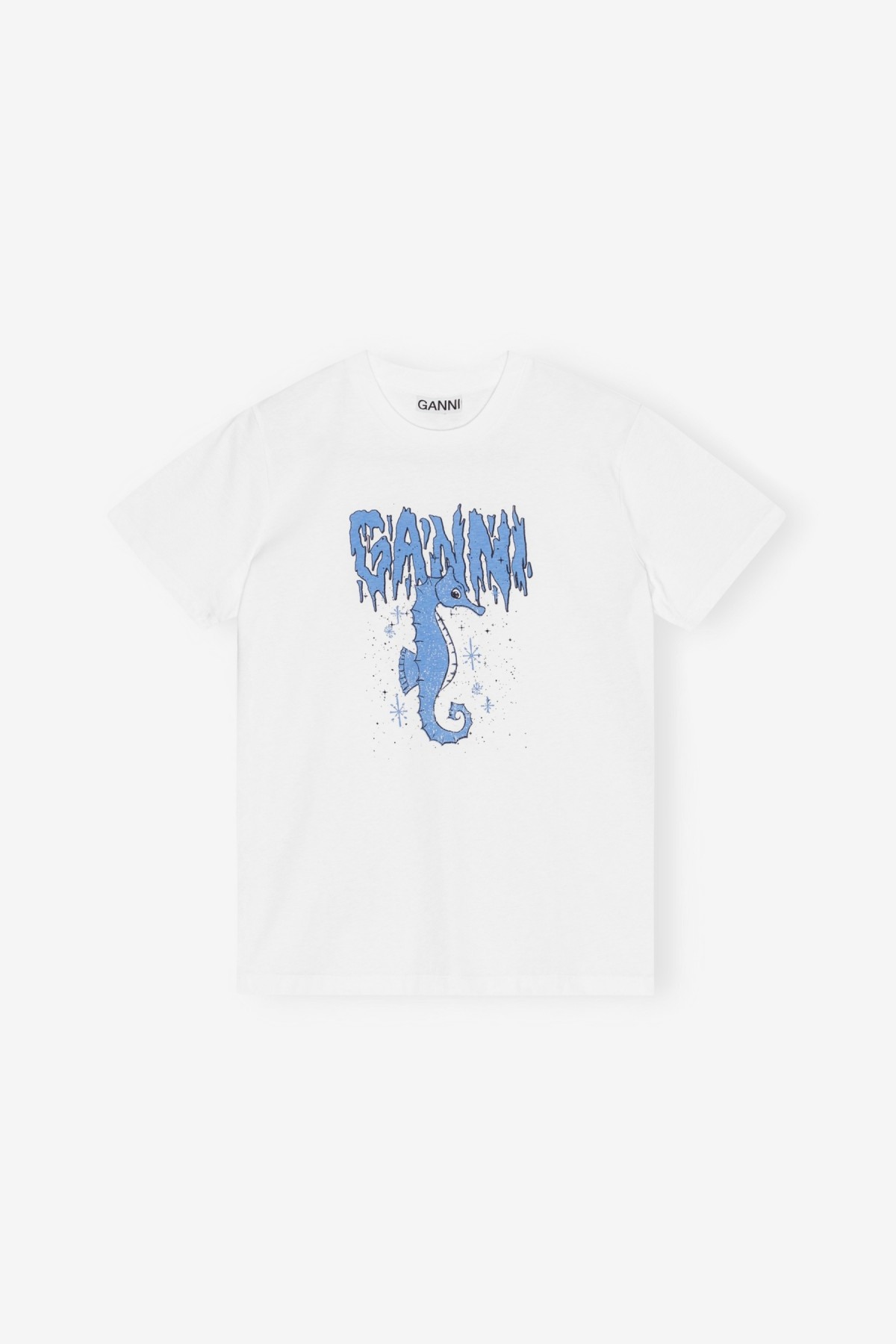 Ganni Basic Jersey Seahorse Relaxed T-shirt in Bright White