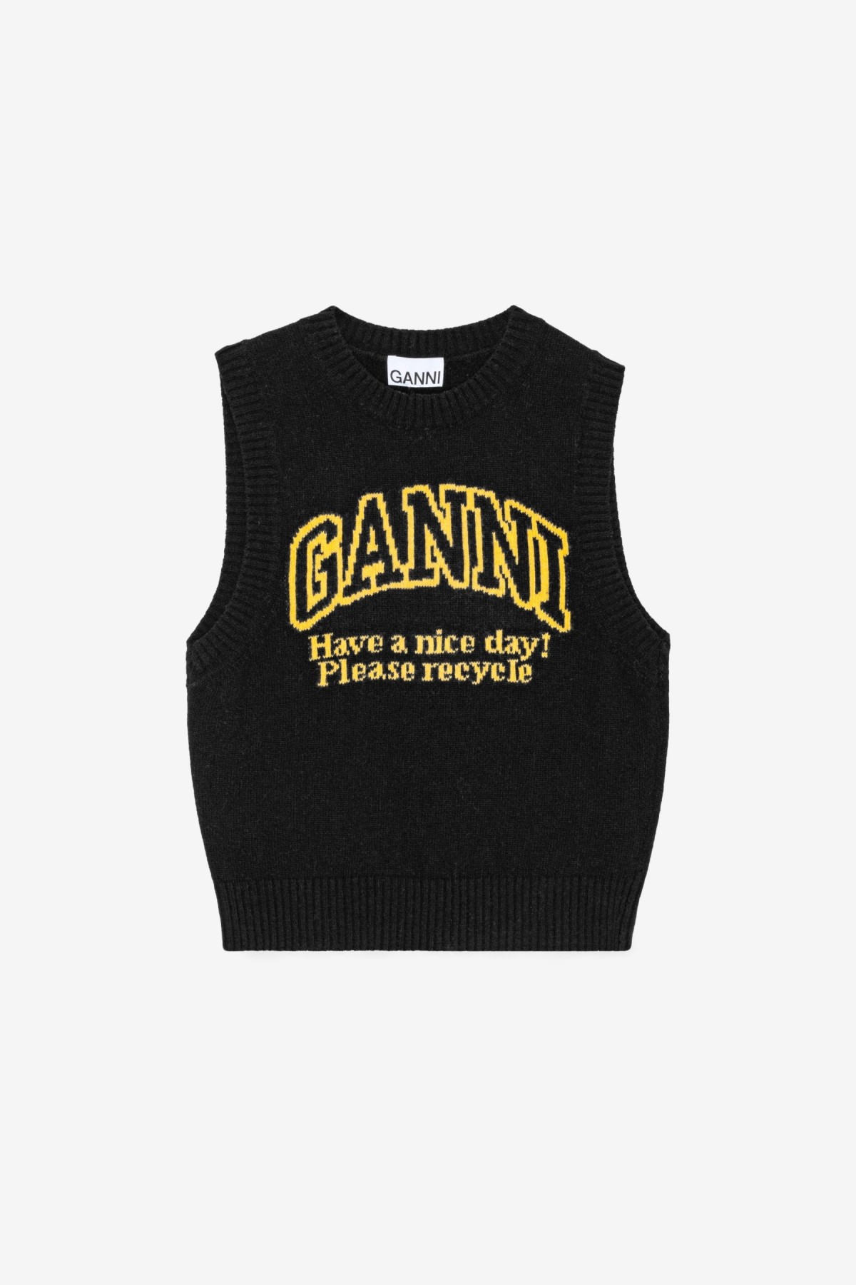 Ganni Graphic O-Neck Vest in Black