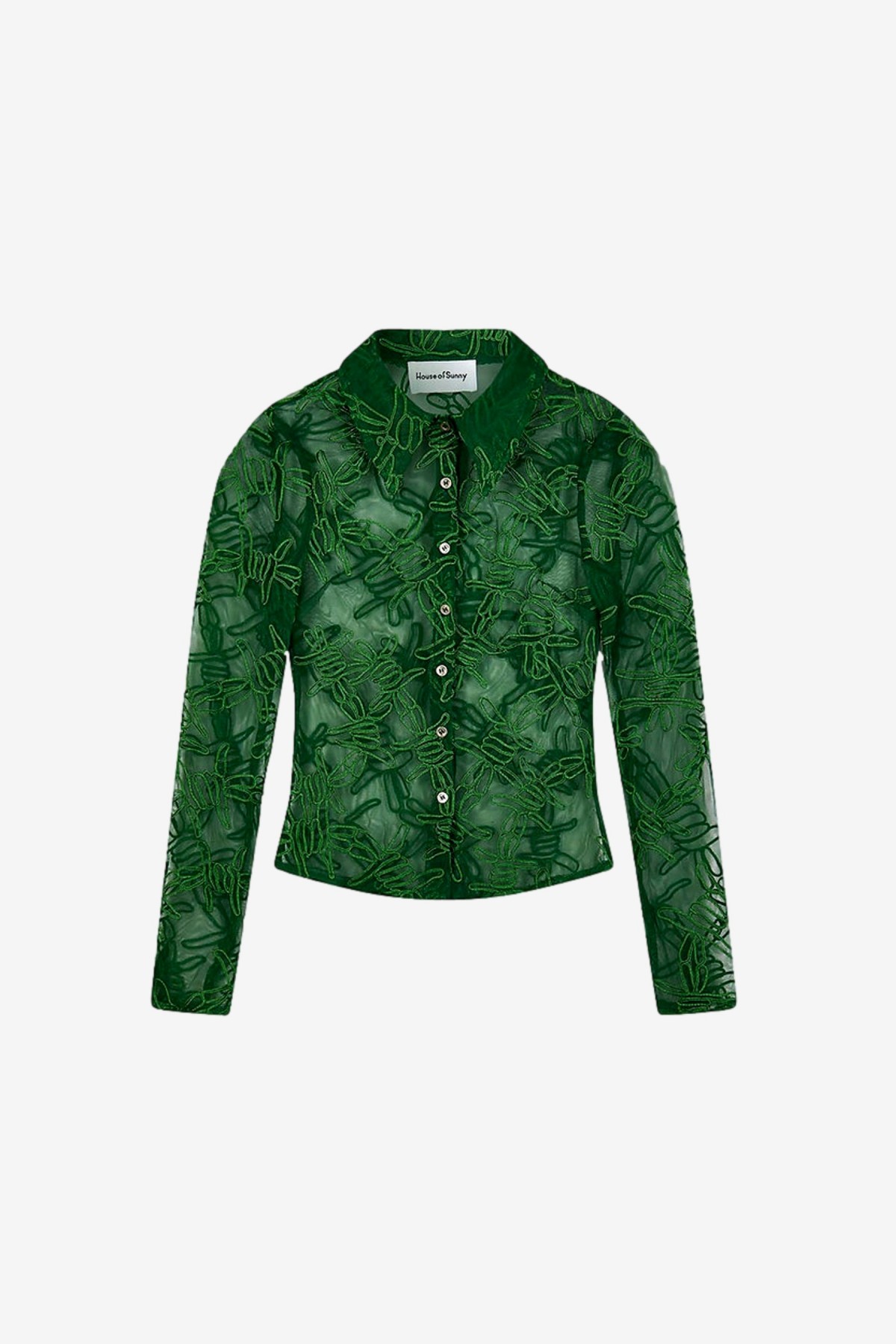 House of Sunny Barbed Wire Applique Shirt in Perfect Green