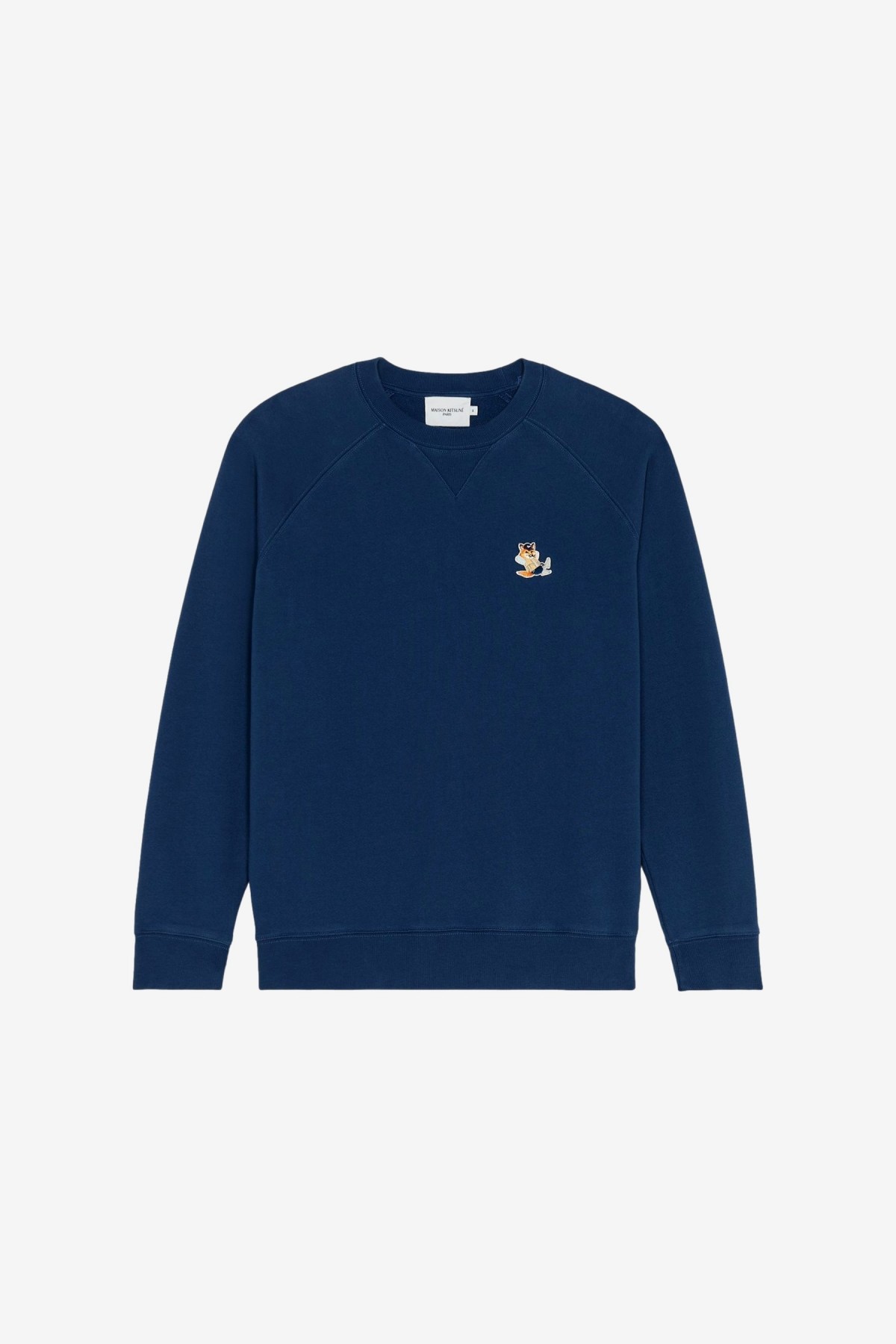 Maison Kitsuné Dressed Fox Patch Classic Sweatshirt in Blue Denim