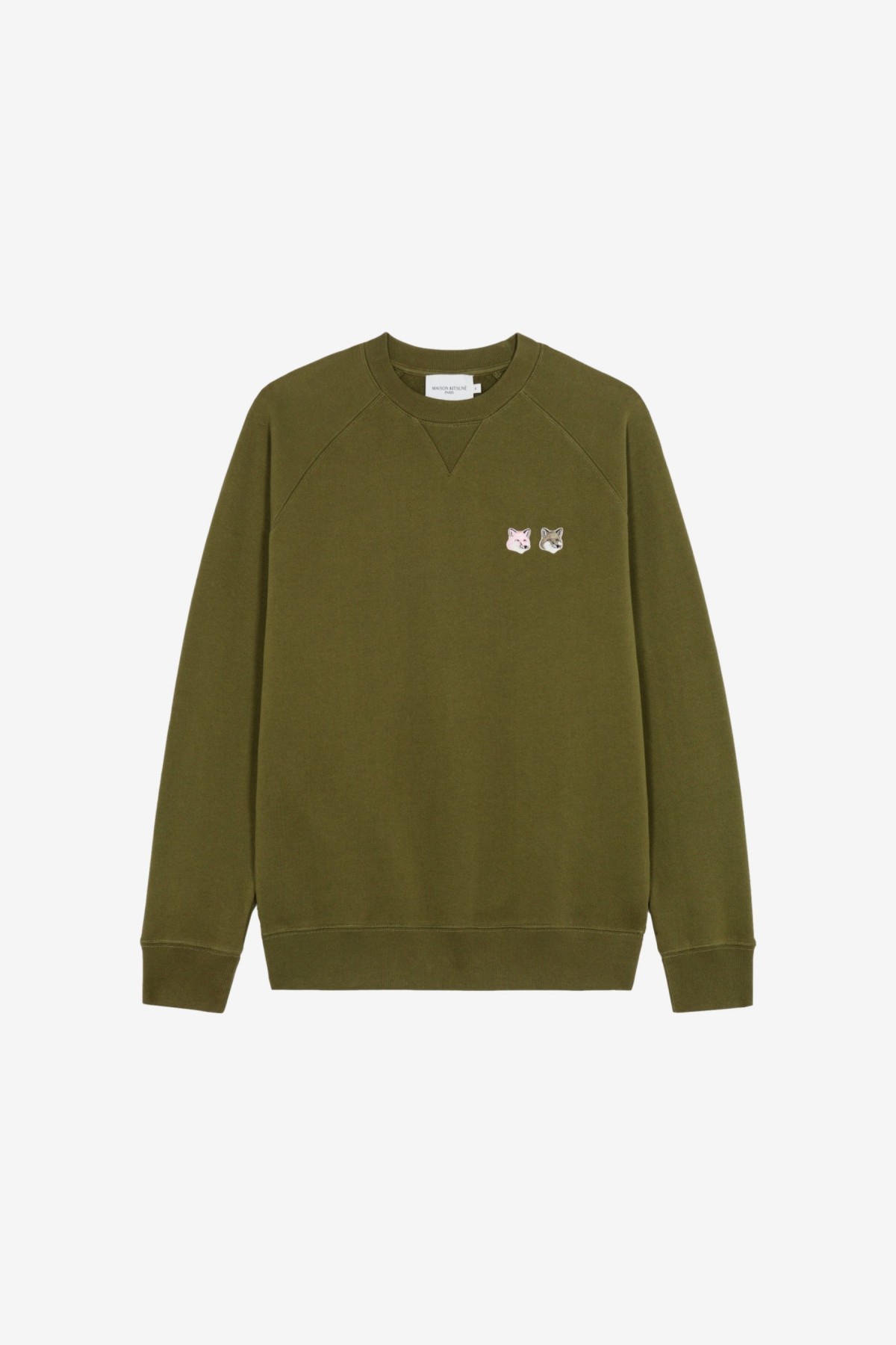 Maison Kitsuné Monochrome Fox Head Patch Classic Sweatshirt in Khaki Grey