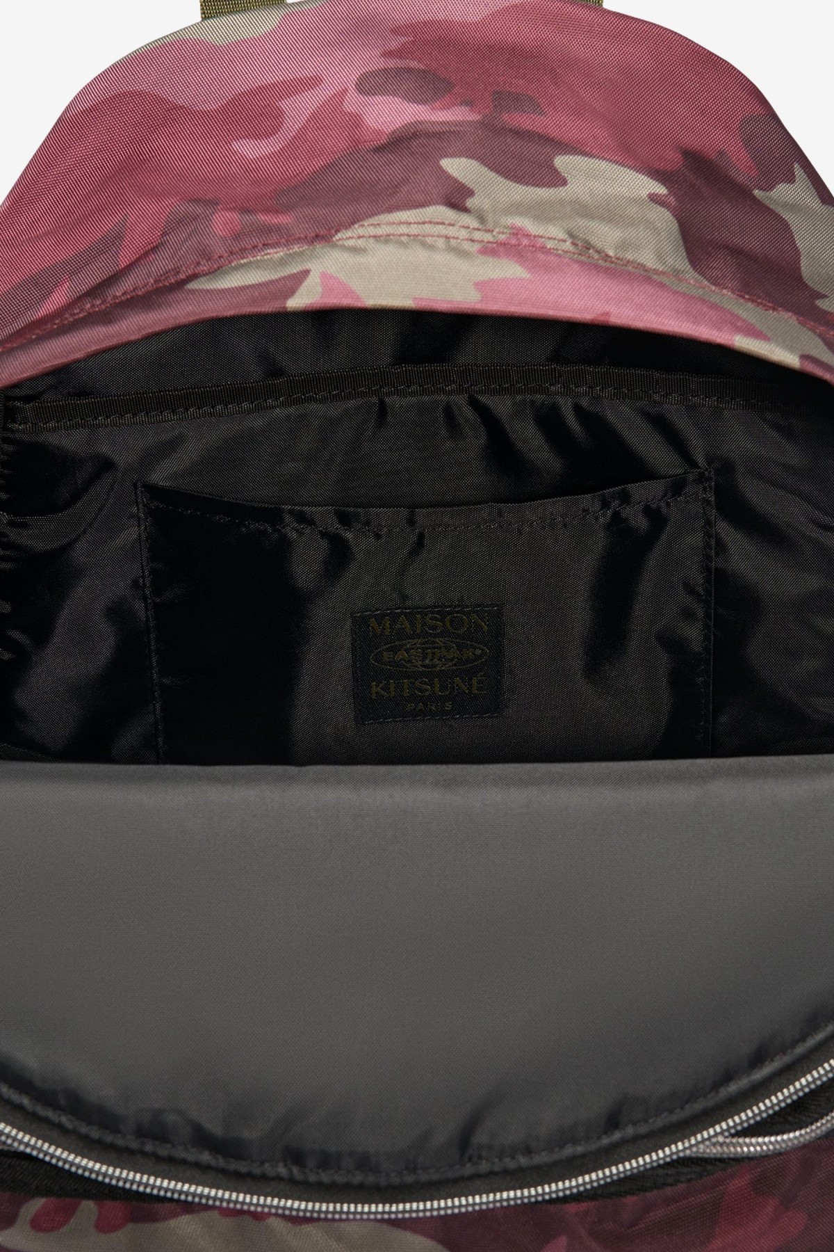 Maison Kitsuné Printed Padded Backpack in Wine Lees