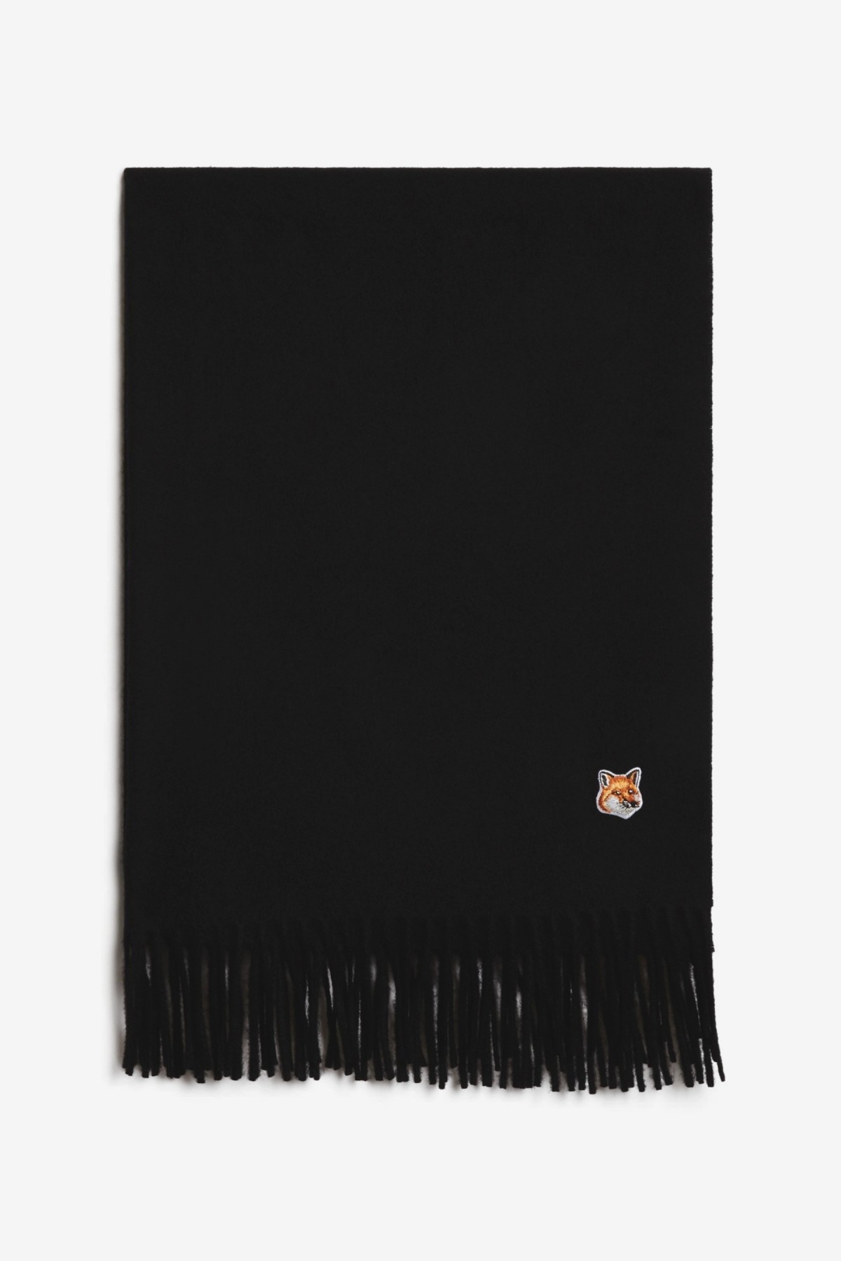 Maison Kitsuné Small Fox Head Wool Scaf in Black