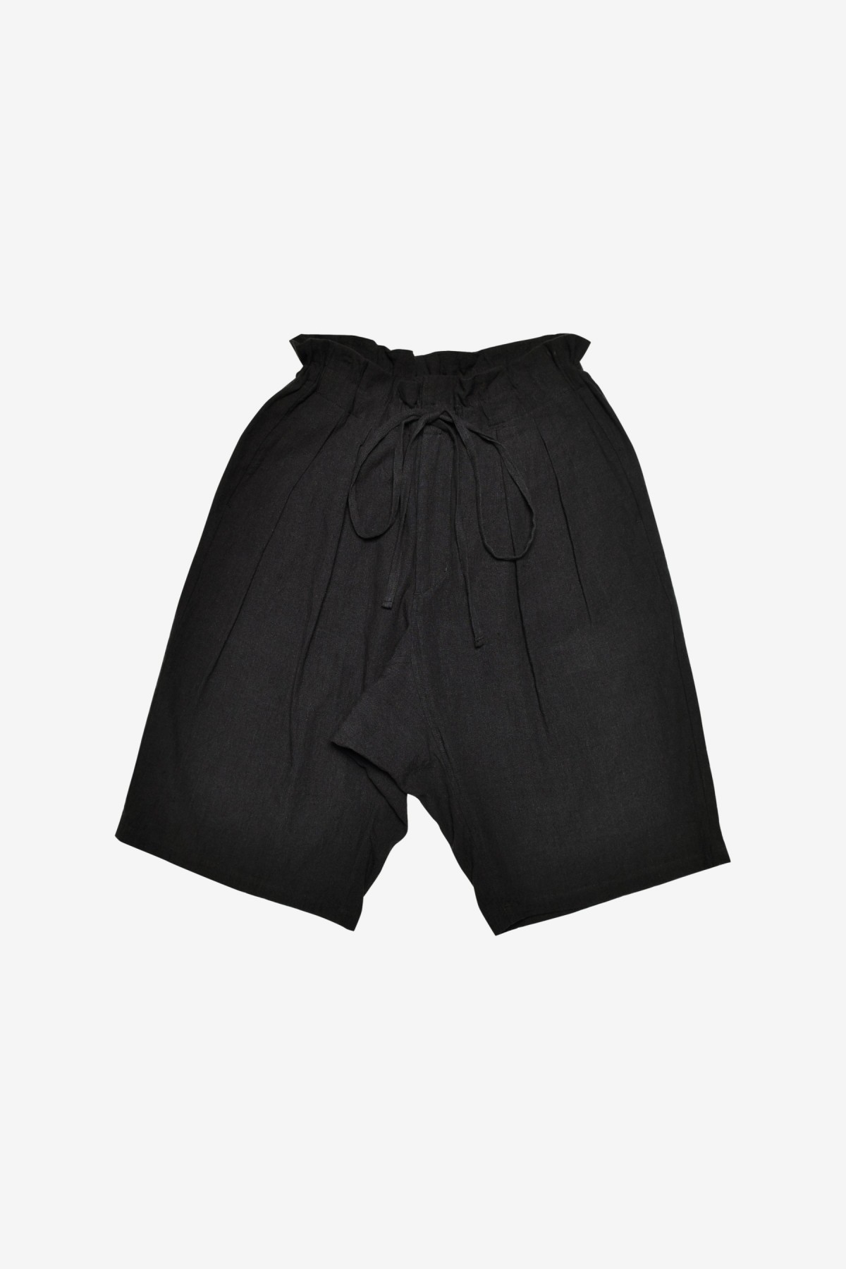 Monitaly Drop Crotch Shorts in 230G Linen Black