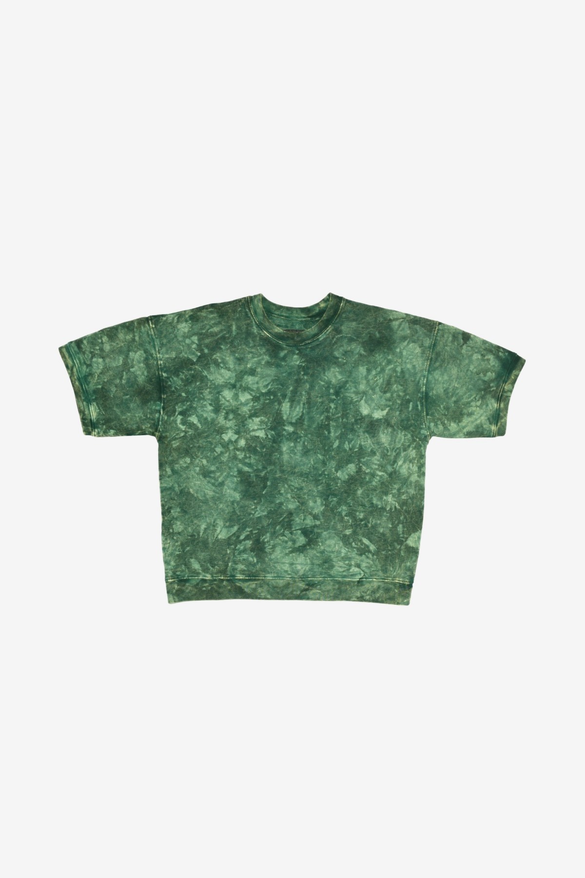 Monitaly French Terry Cropped S/S Sweat Shirt in Tie Dye Midori + Mineral