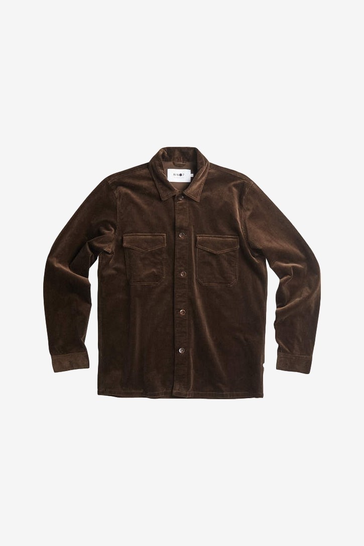 NN07 Bernard 1322 Corduroy Overshirt in Brown