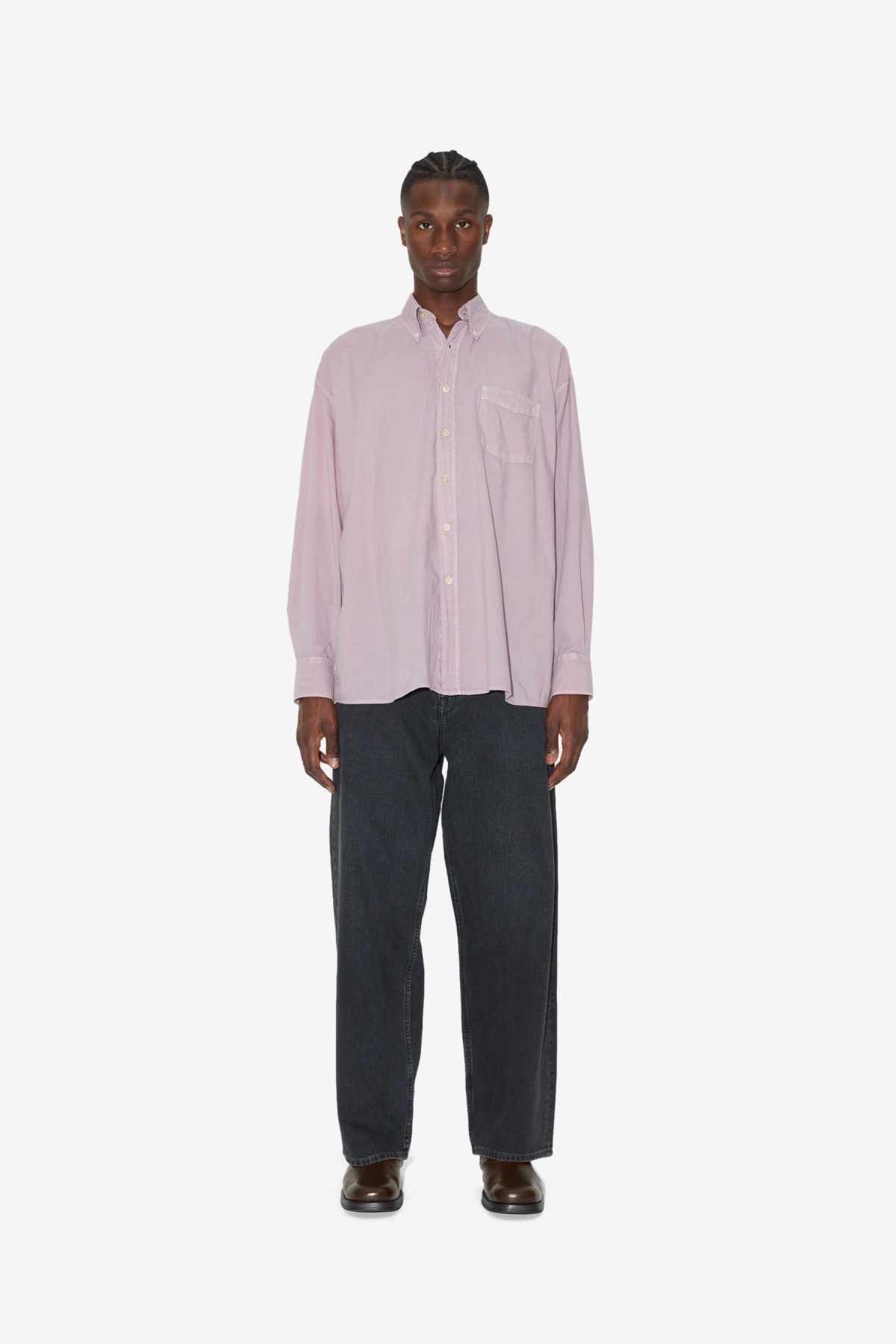 Our Legacy Borrowed BD Shirt in Dusty Lilac Cotton Voile