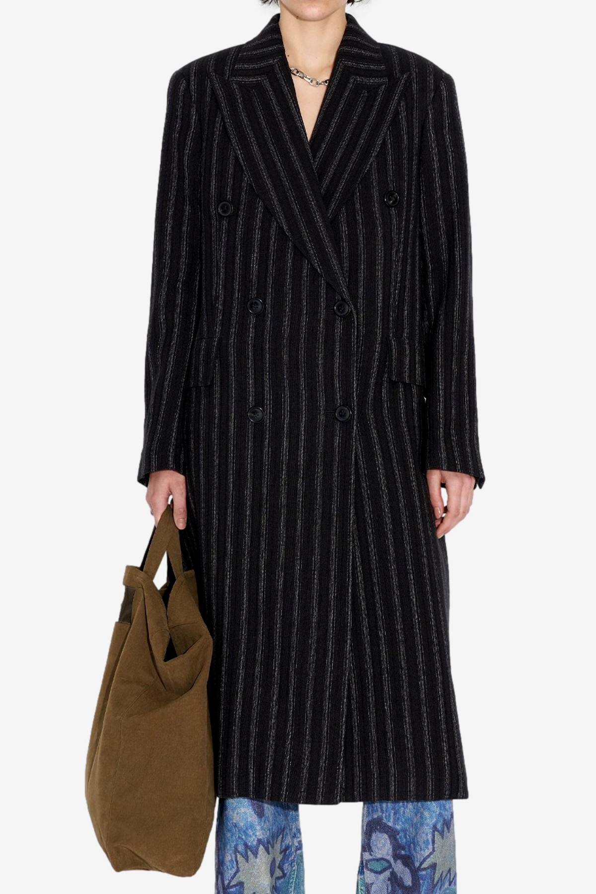 Our Legacy DB Coat in Brown Cotton Stripe