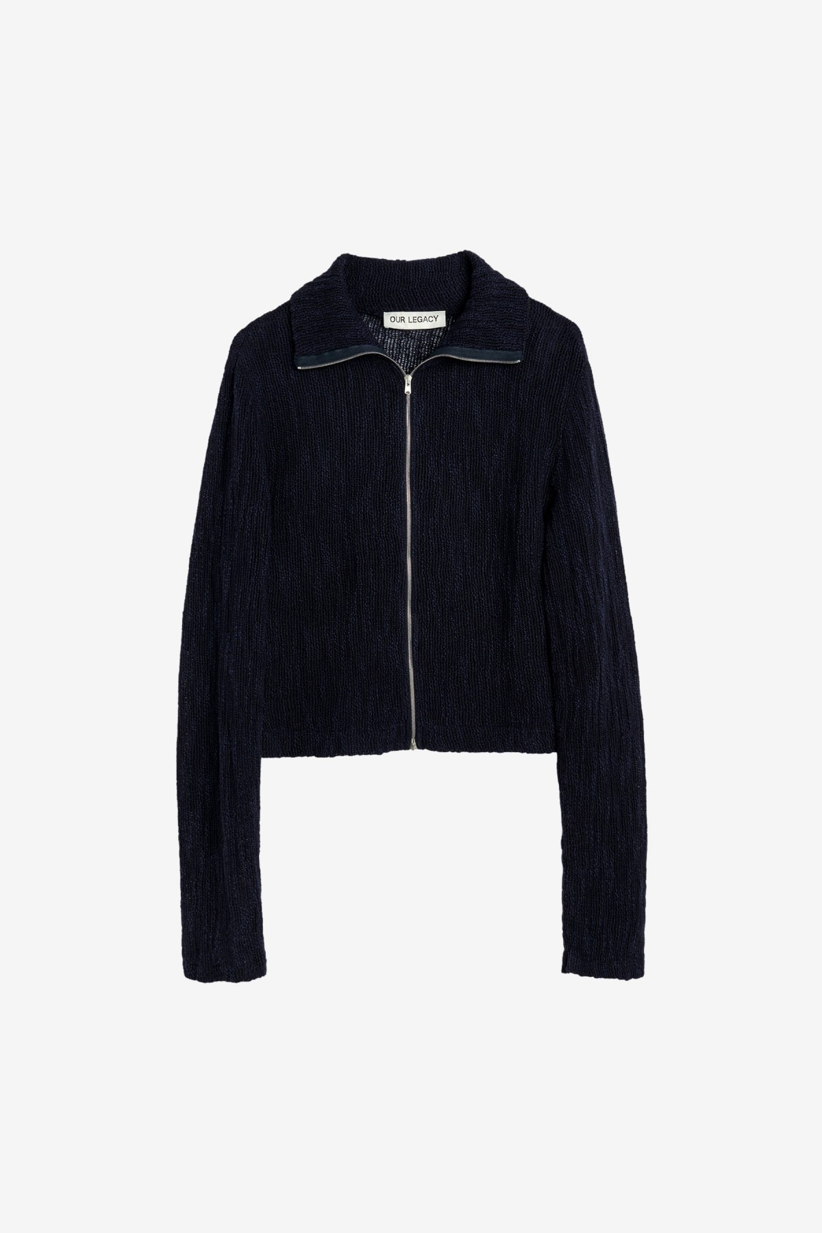 Our Legacy Slim Zip Longsleeve in Navy Yawning Linen