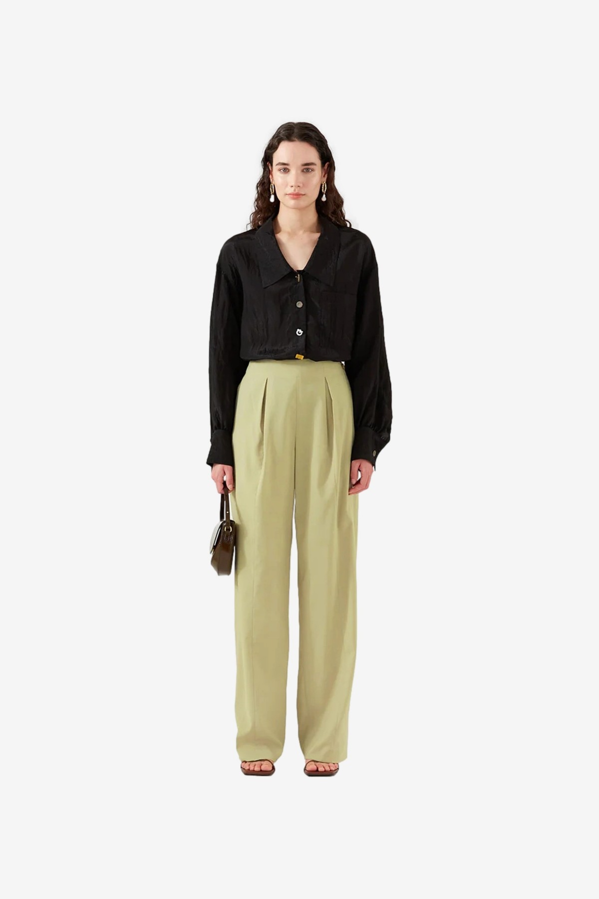Rejina Pyo Reine Trousers in Tailored Suiting Sage