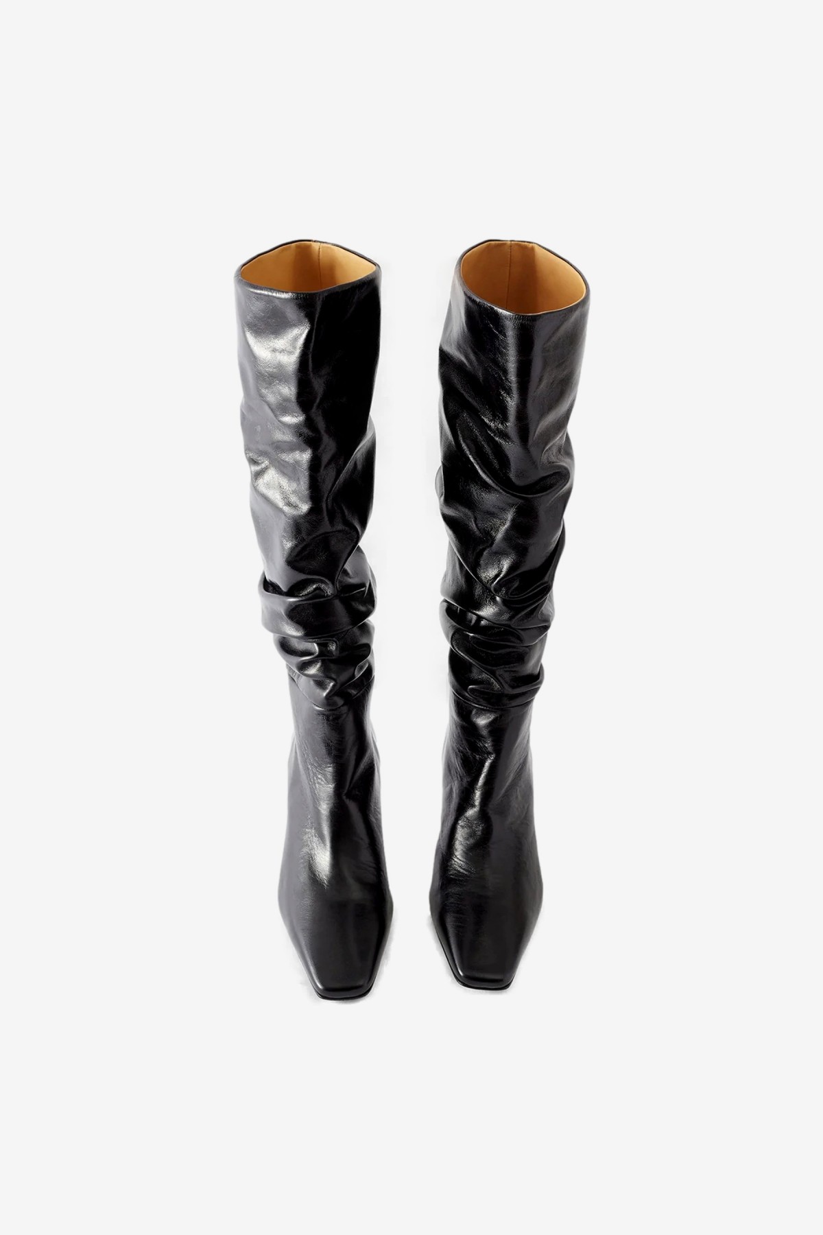 Rejina Pyo Slouchy Knee High Boot in Leather Crinkle Shiny Black