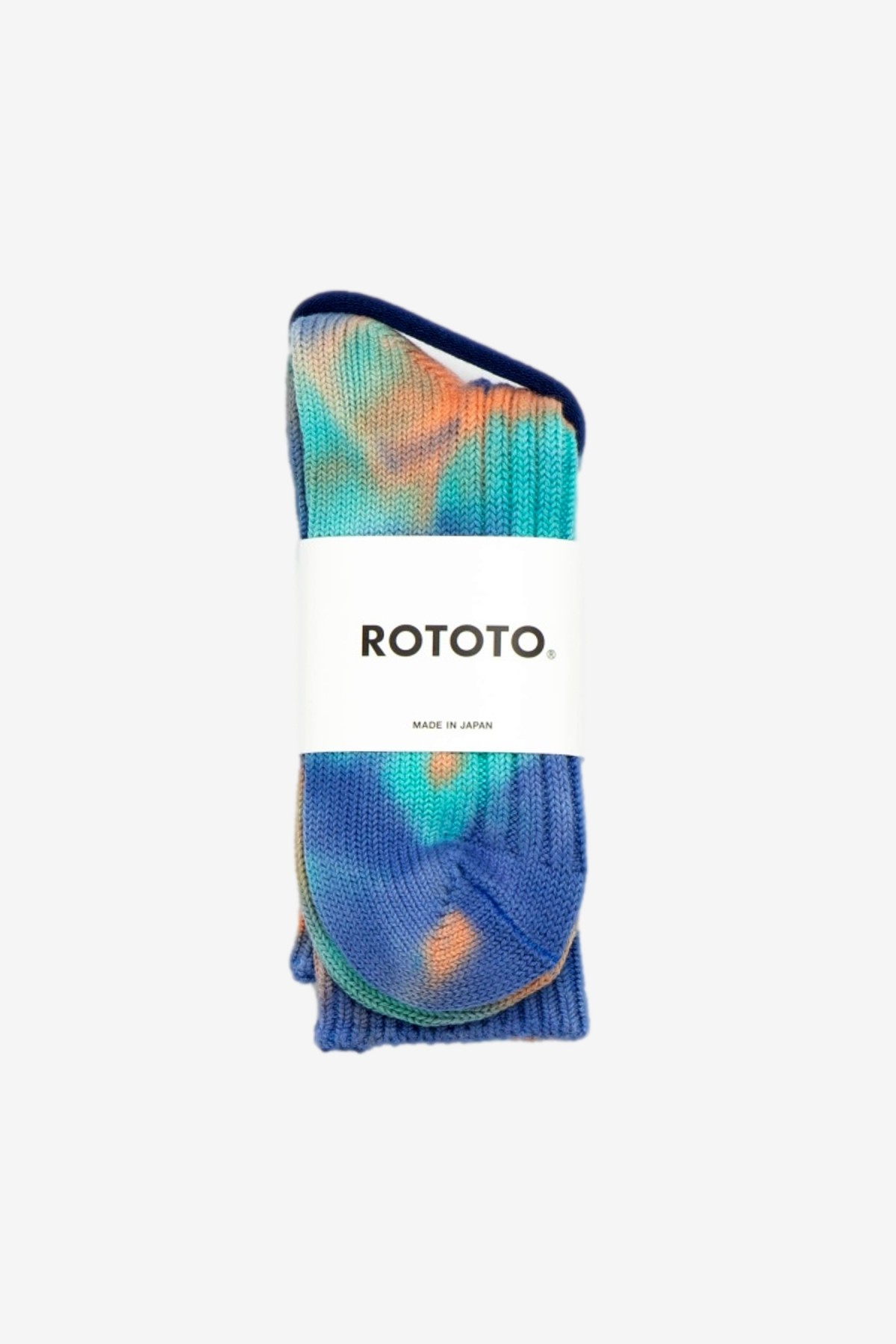 RoToTo Chunky Ribbed Tie Dye Sock in Blue / Orange / Turquoise