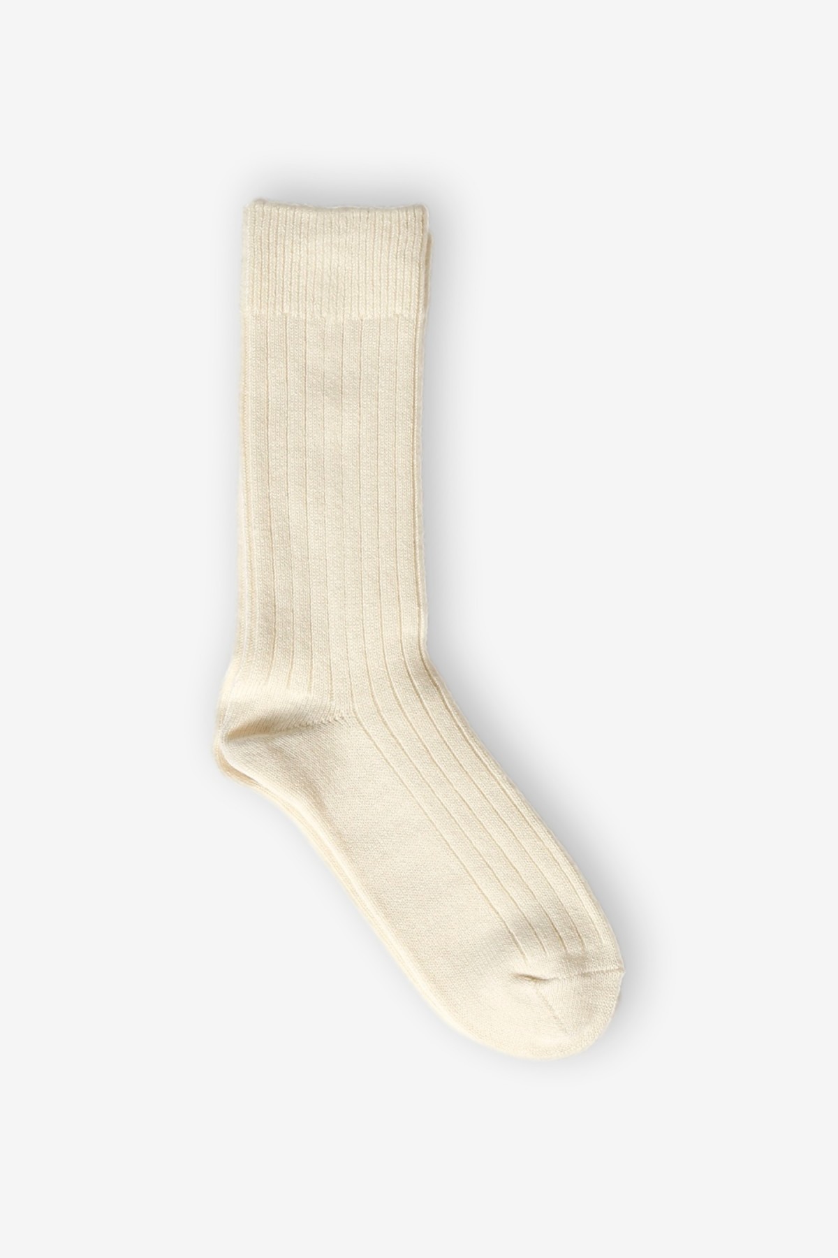 RoToTo Cotton Wool Ribbed Socks in White