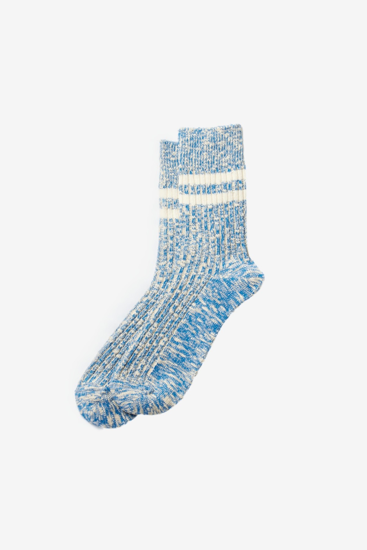 RoToTo Cotton Slub Stripe Socks in Blue