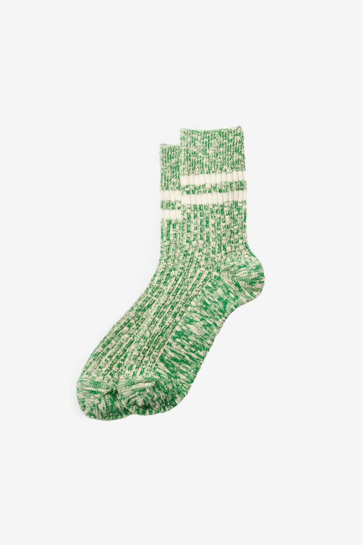 RoToTo Cotton Slub Stripe Socks in Green