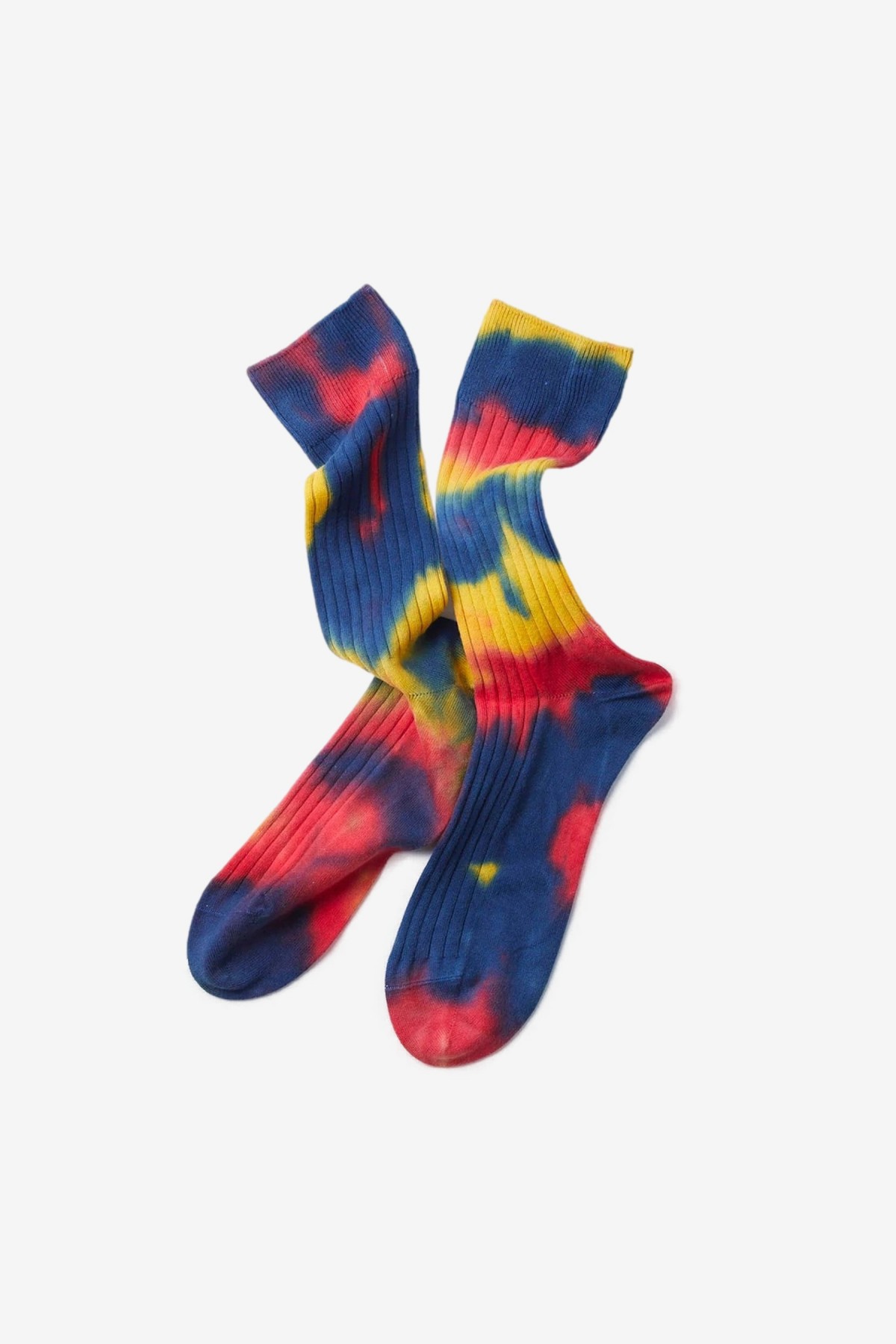 RoToTo Tie Dye Formal Crew Socks in Red/Blue