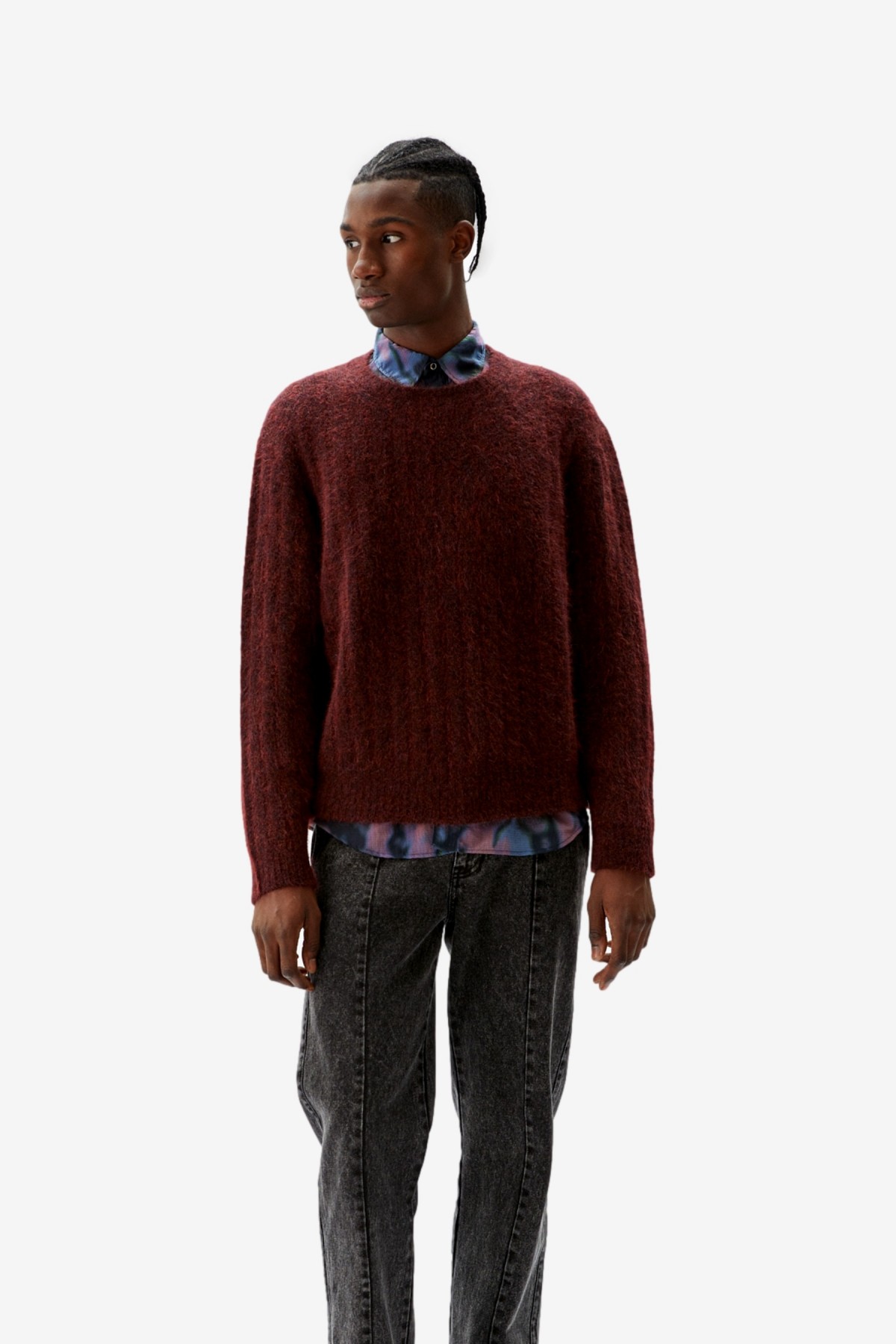 Schnayderman’s Crewneck Seamless Rib Mohair in Electric Rust